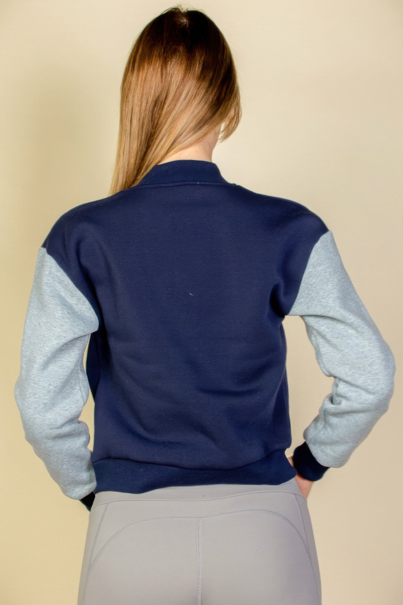 Letter Patched Striped Trim Varsity Jacket product image
