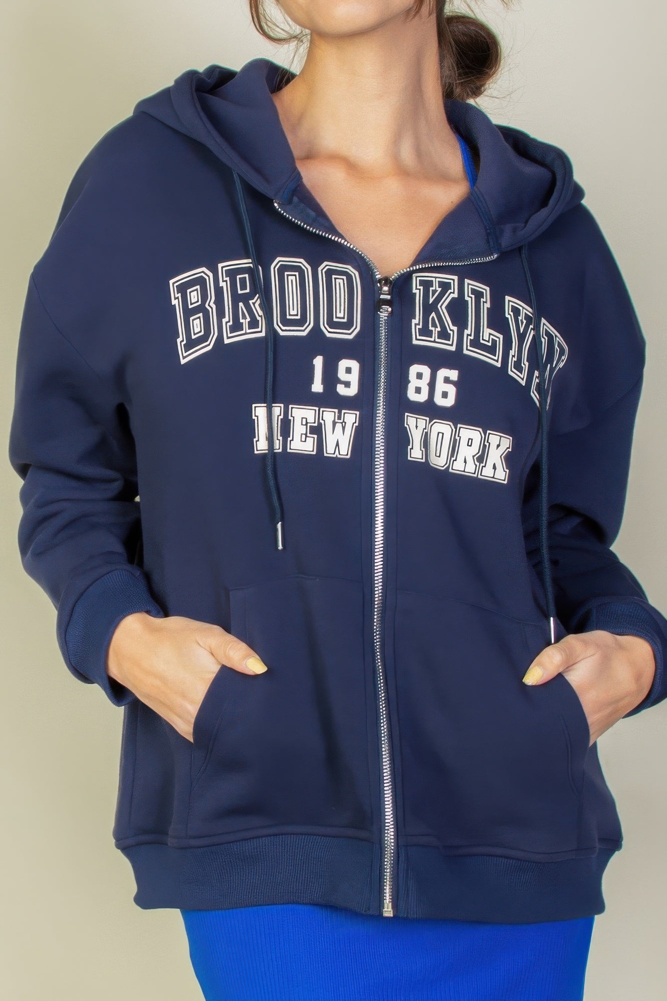 Graphic Drop Shoulder Zipper Up Hoodie product image