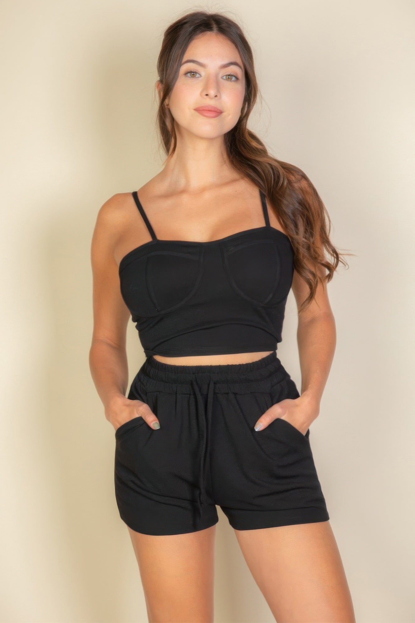 Bustier Cami Top & Slant Pocket Wide Shorts product image