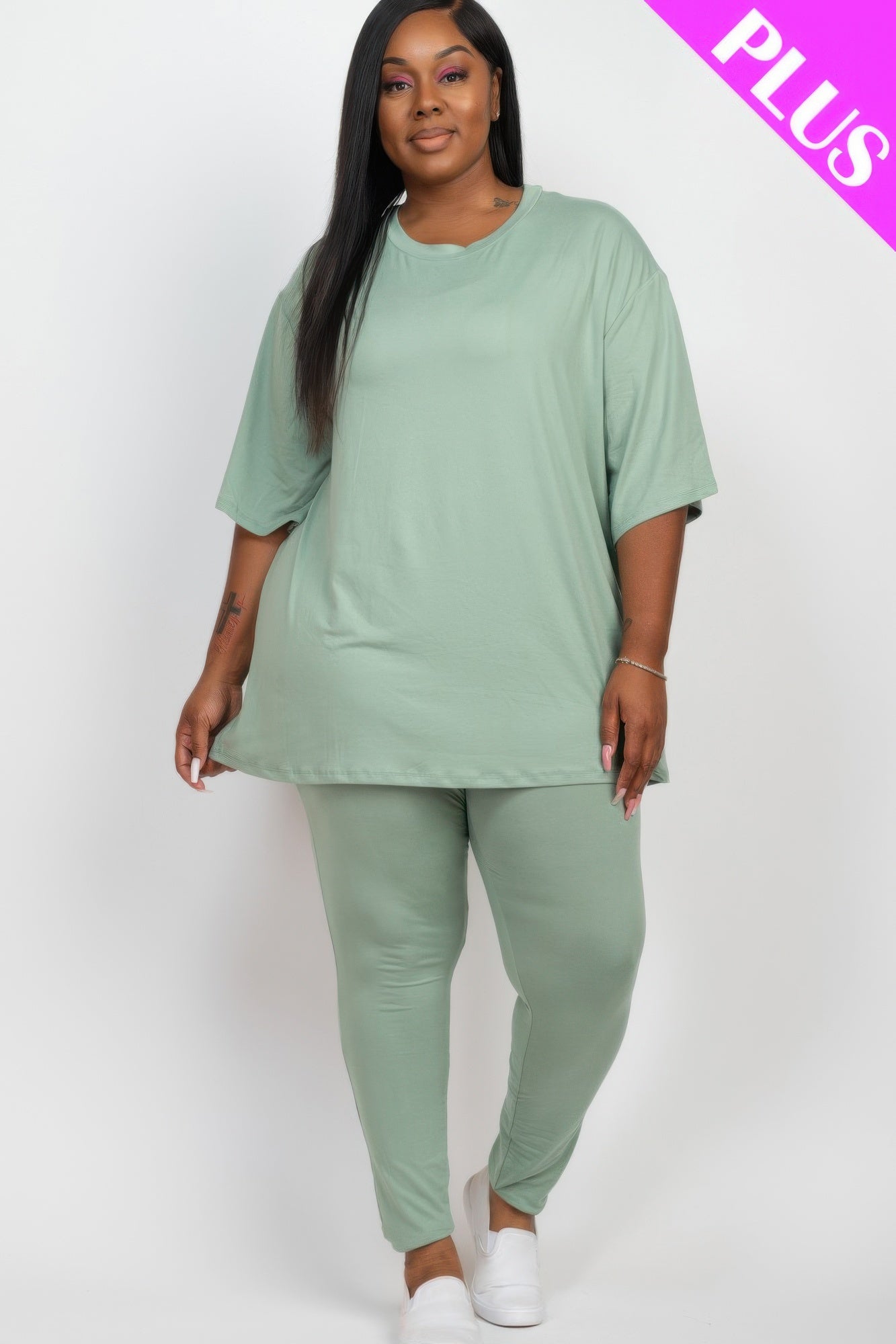 Plus Size Oversized T-shirt & Leggings Set product image