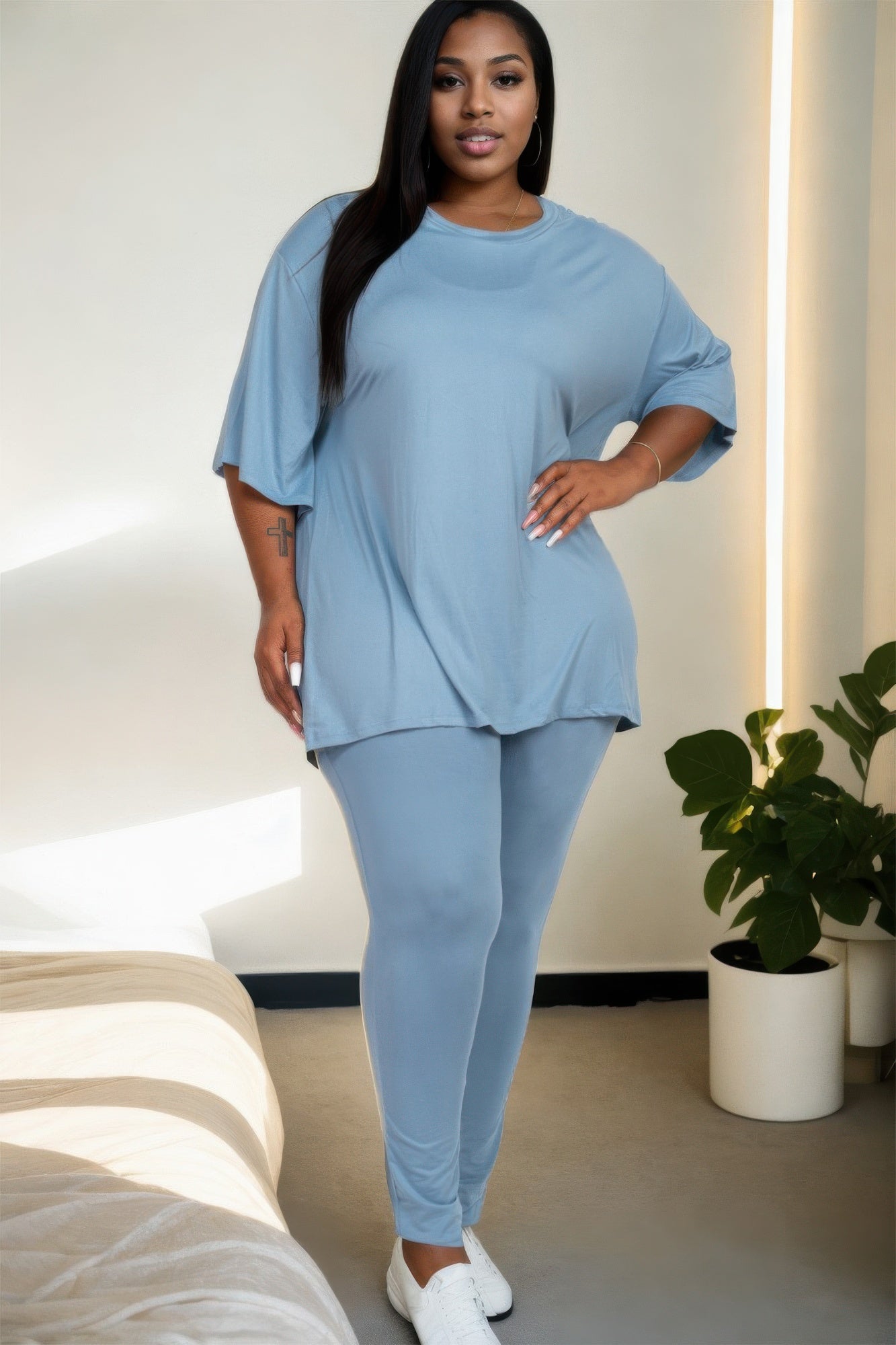 Plus Size Oversized T-shirt & Leggings Set product image