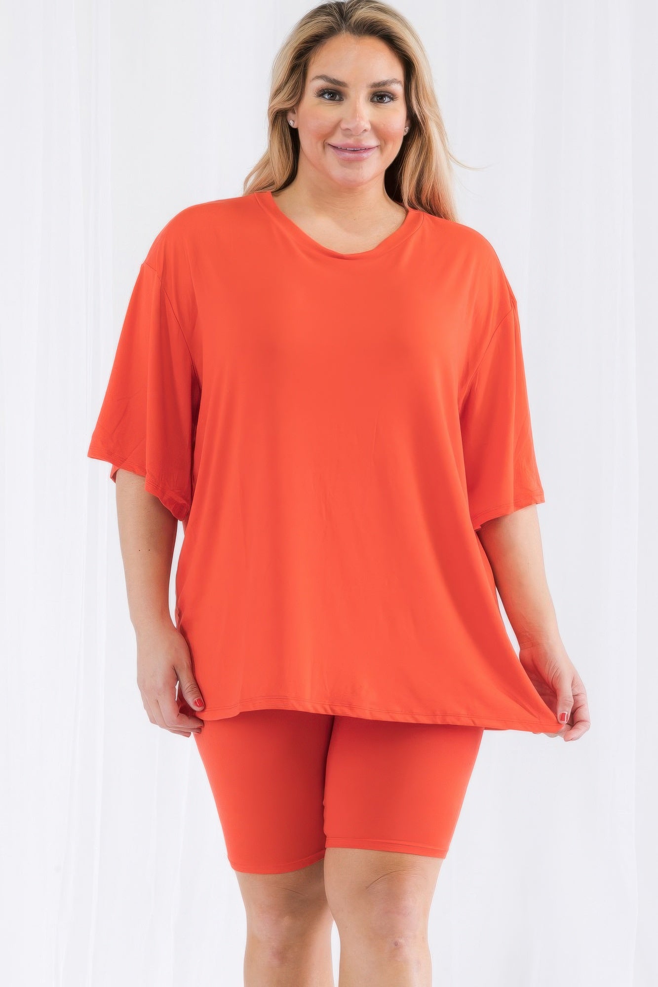 Plus Size Loose Fit Top & Biker Shorts Set product image