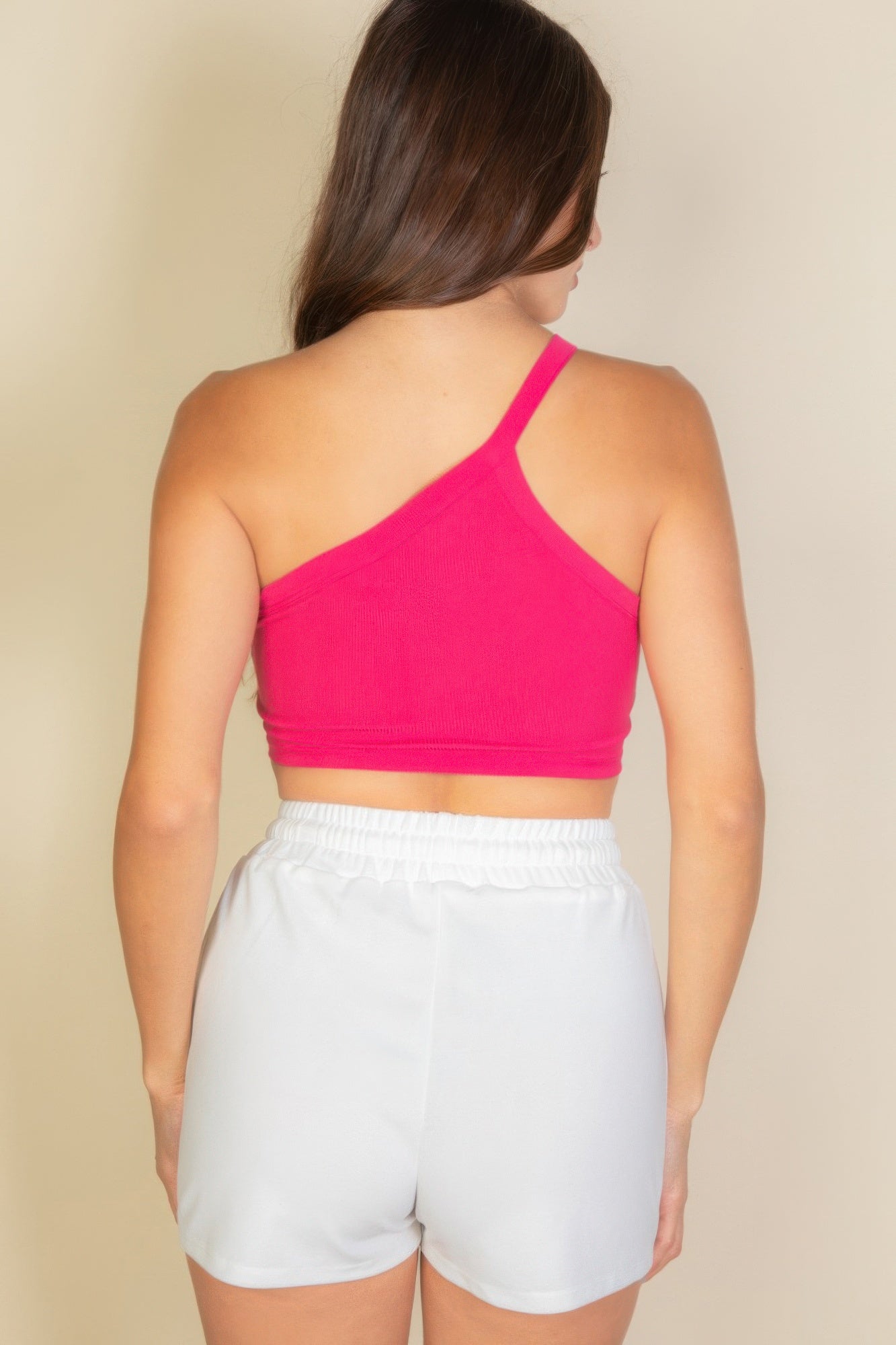 One Shoulder Ribbed Cropped Top product image