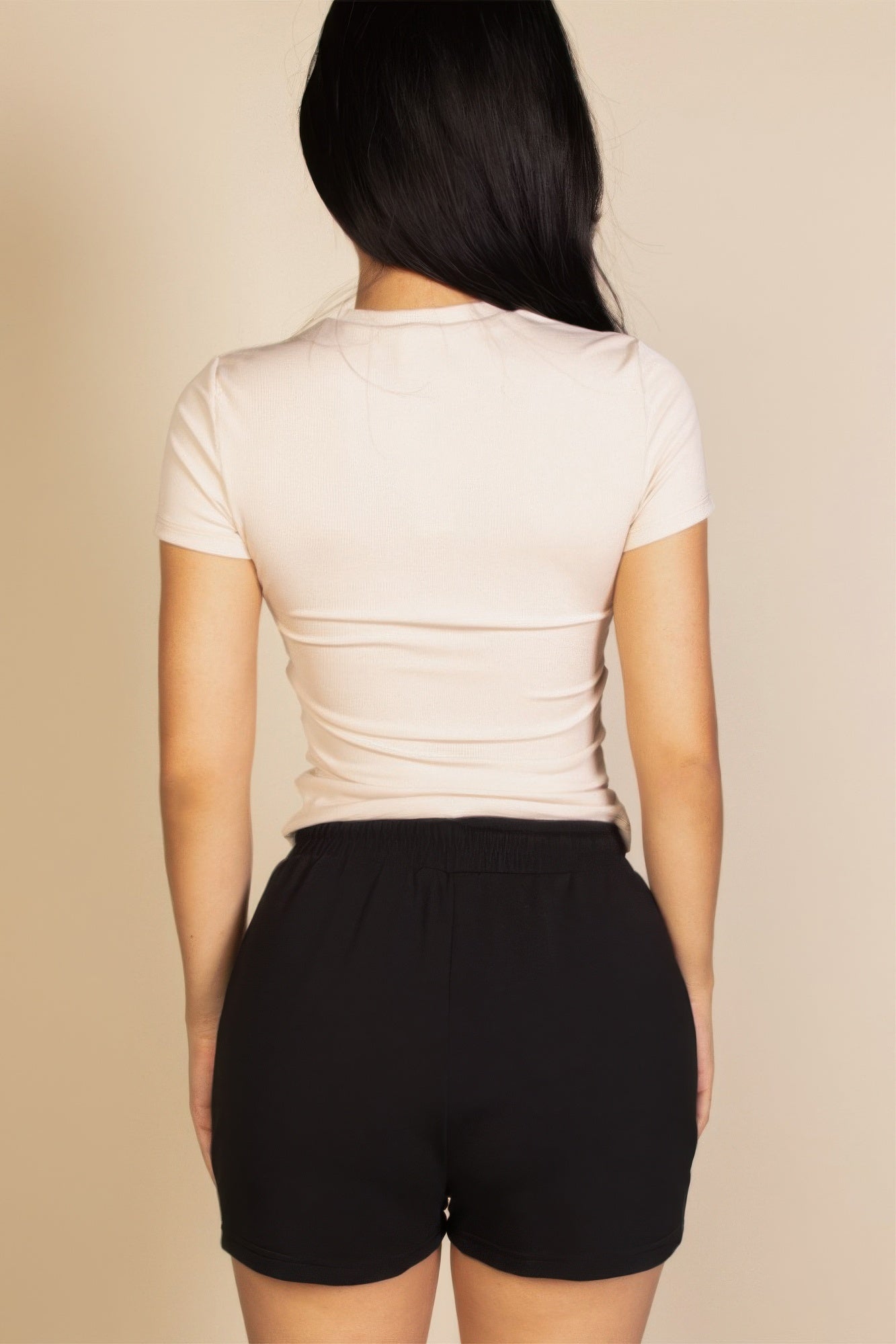 Ribbed Round Neck Short Sleeve Top product image