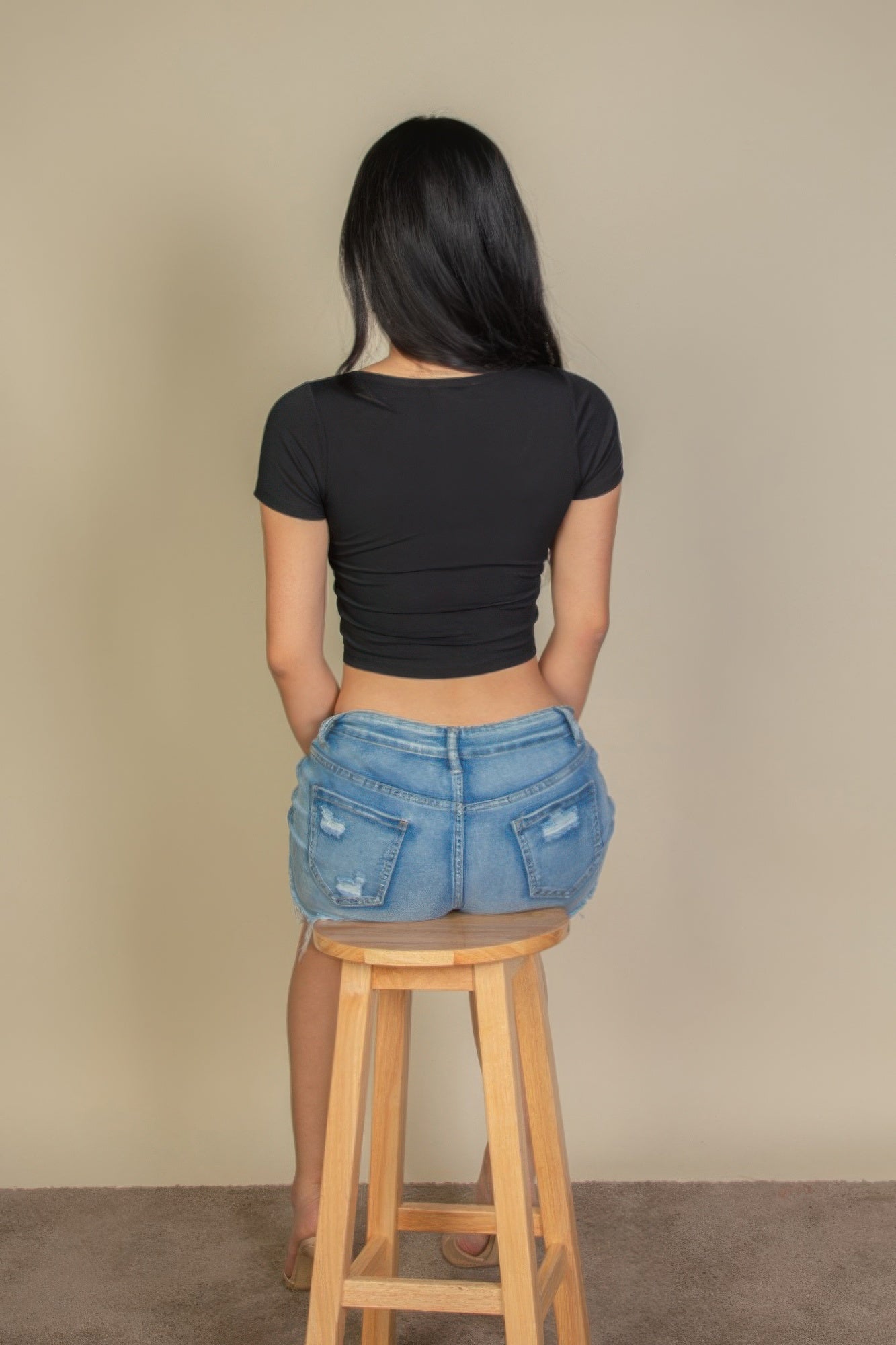 Tight Knitted Square Neck Short Sleeve T Shirt product image