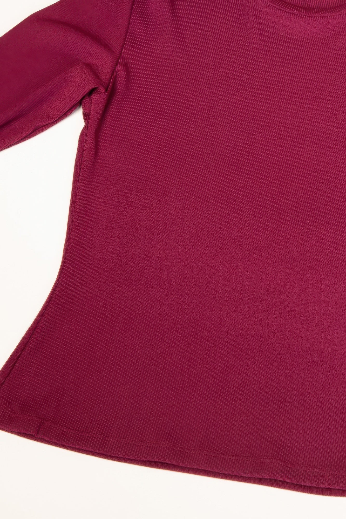 Ribbed Round Neck Long Sleeve Top product image