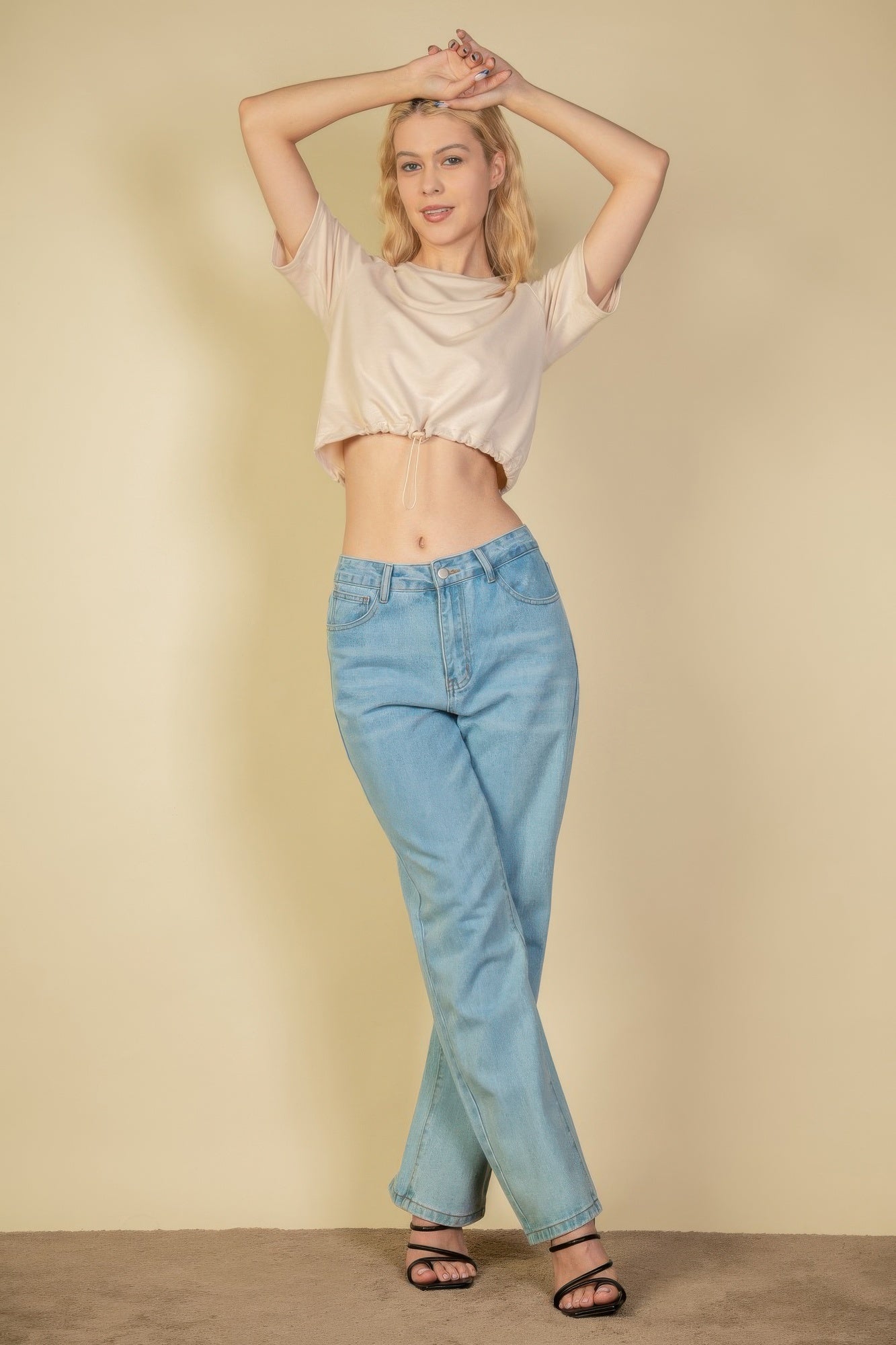 French Terry Toggle Drawstring Crop Top product image