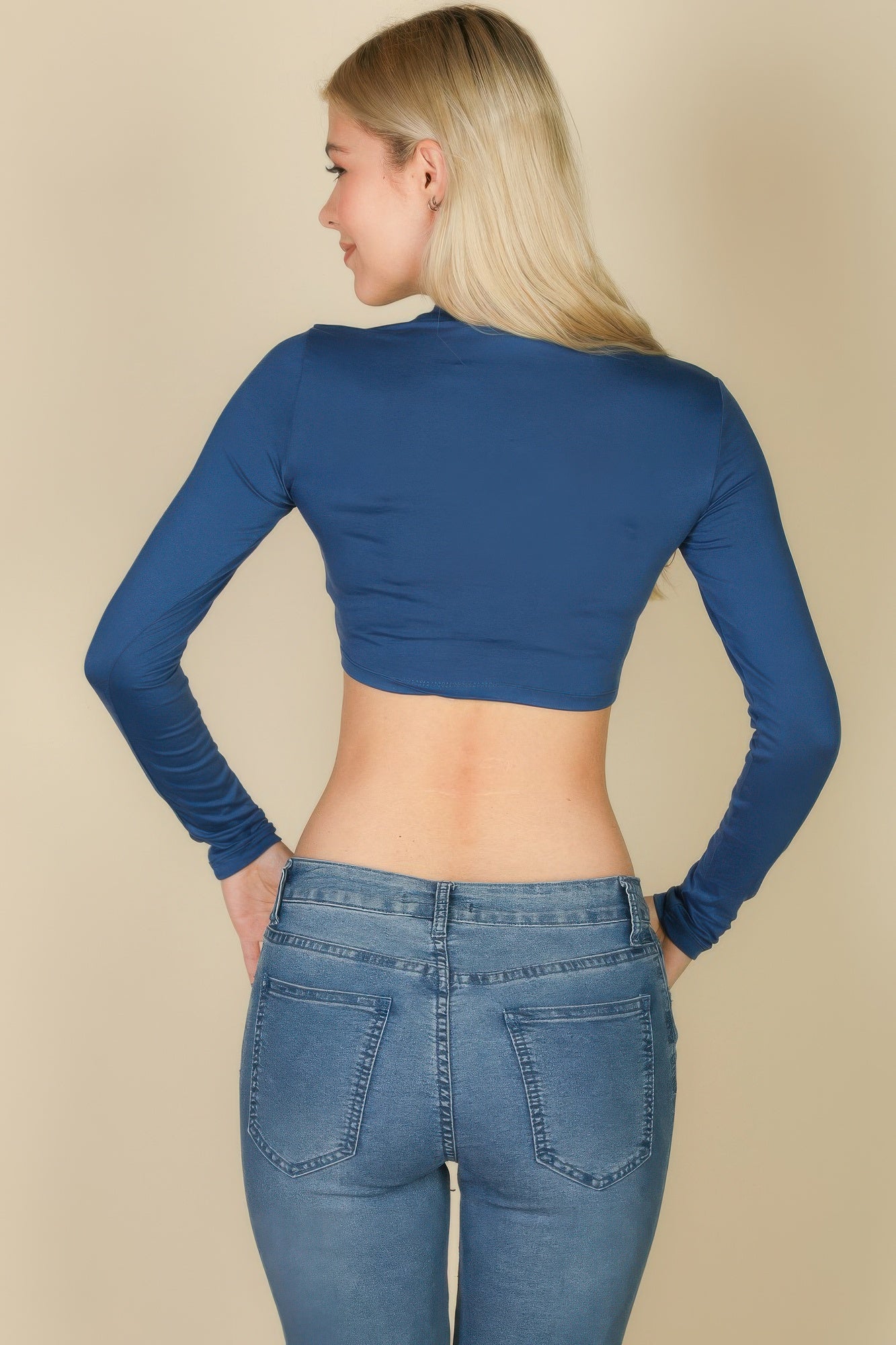 Crew Neck Long Sleeve Cropped Top product image