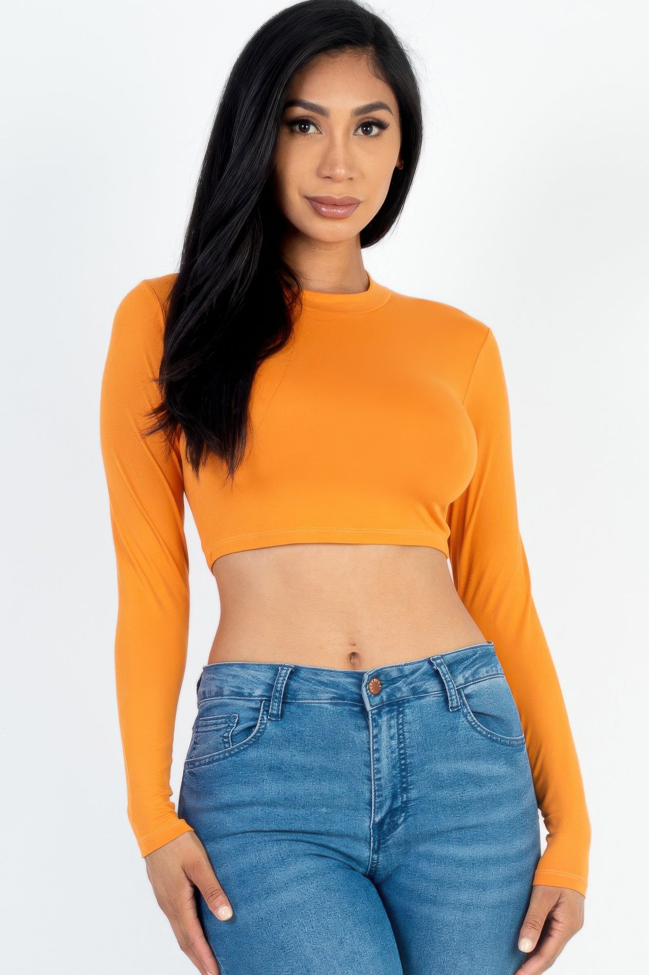 Crew Neck Long Sleeve Cropped Top product image