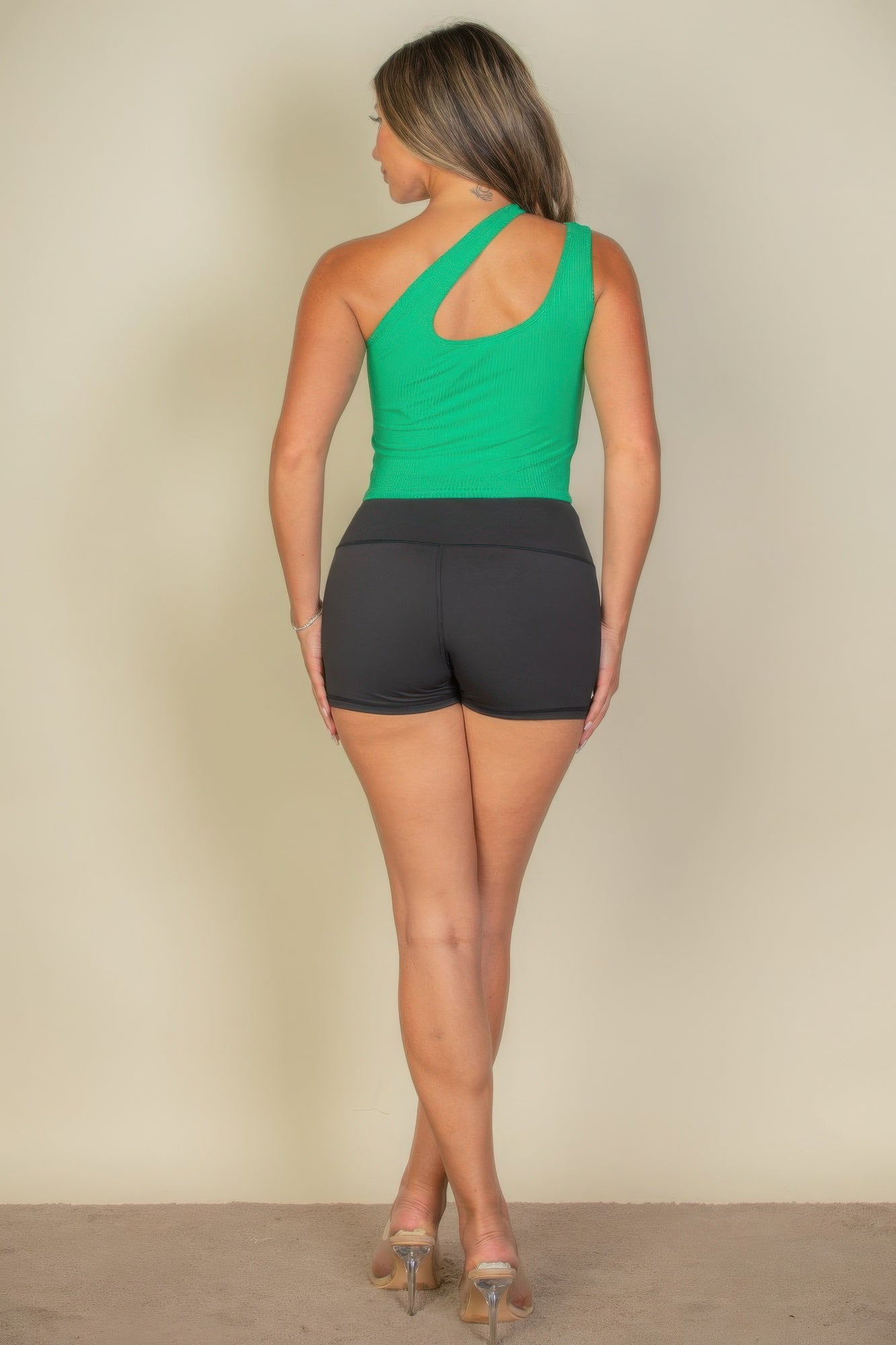 Ribbed One Shoulder Cross Strap Crop Top product image