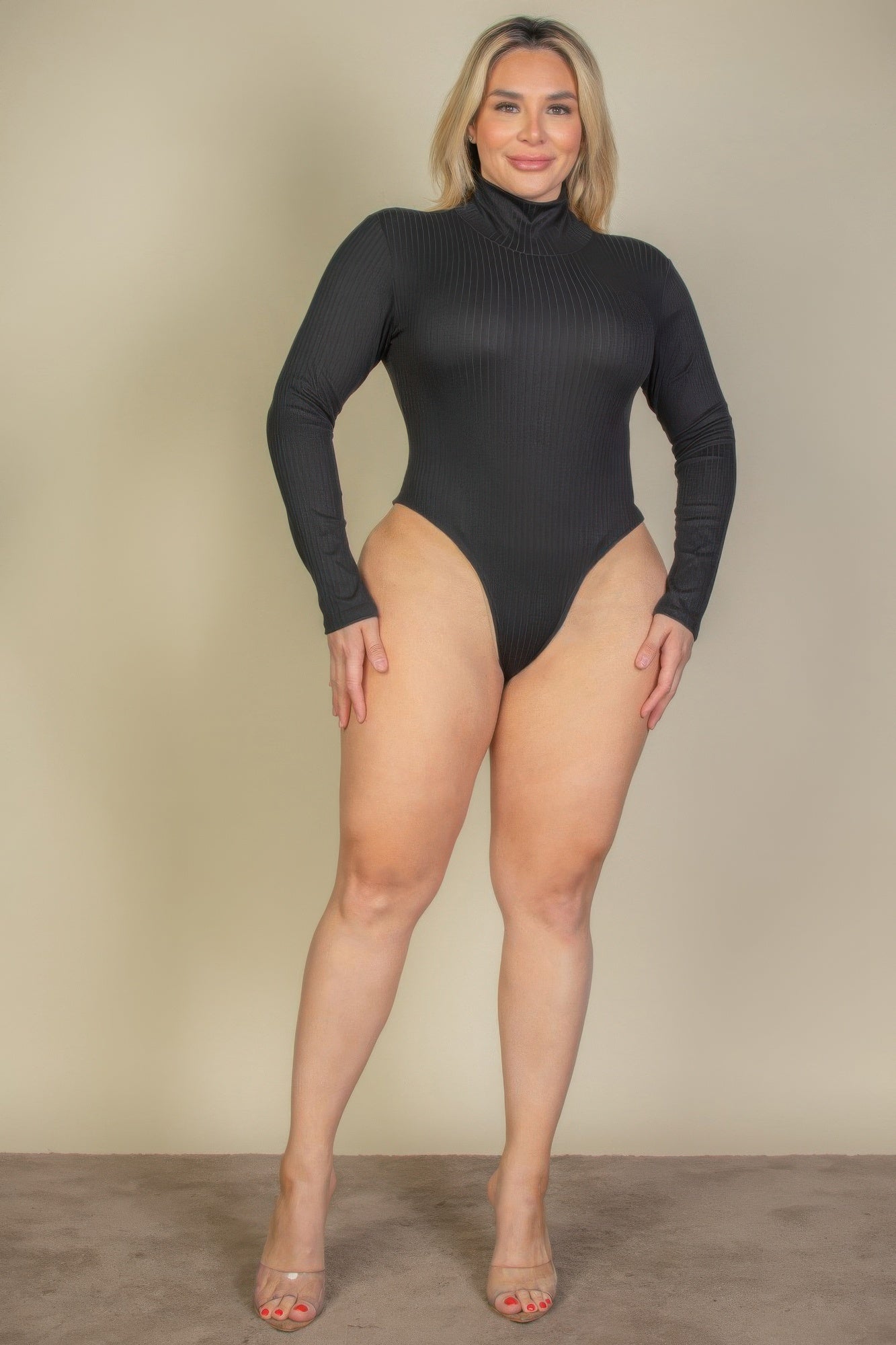 Plus Ribbed Turtle Neck Long Sleeve Bodysuit product image