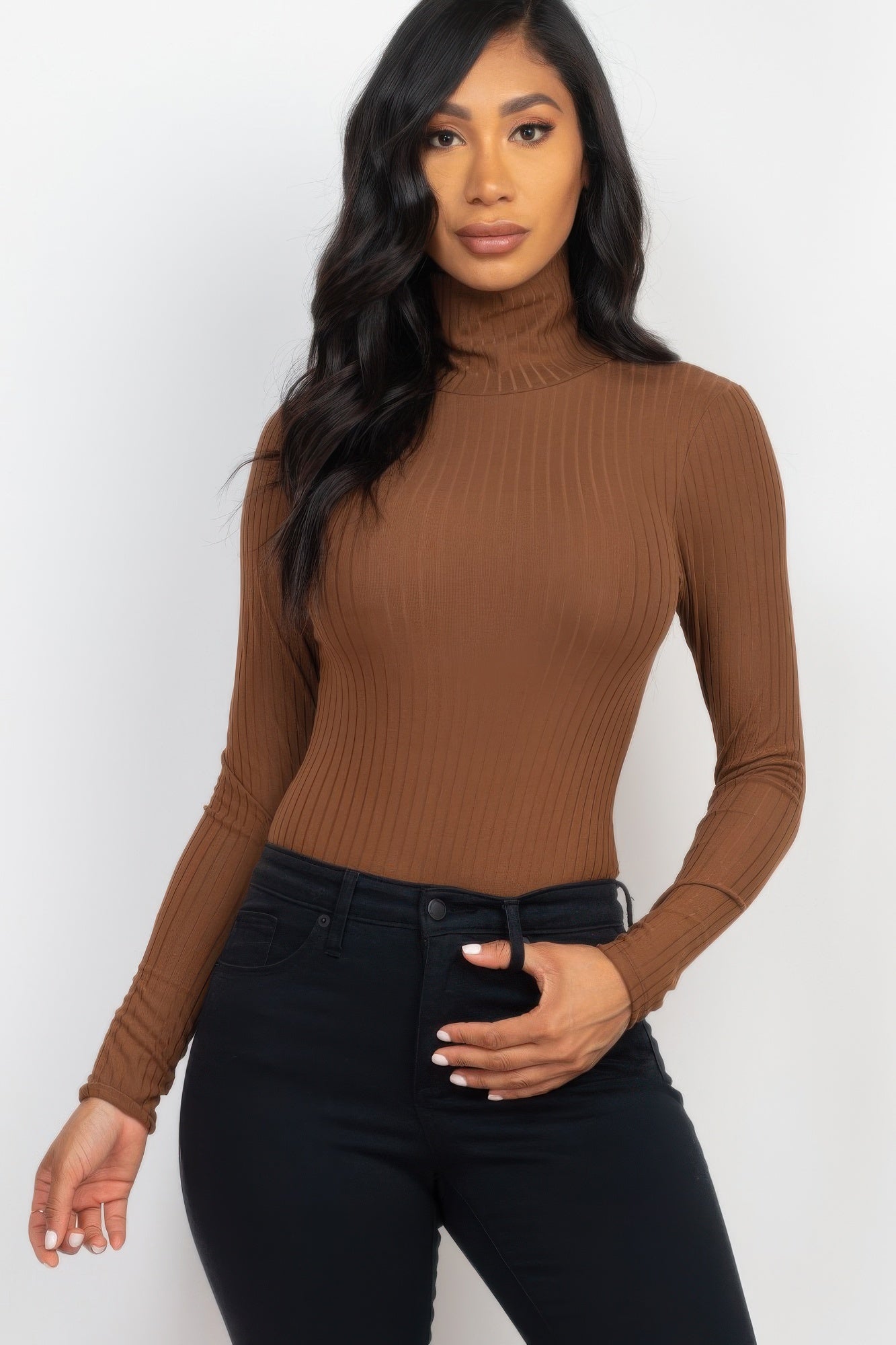 Ribbed Turtle Neck Long Sleeve Bodysuit product image