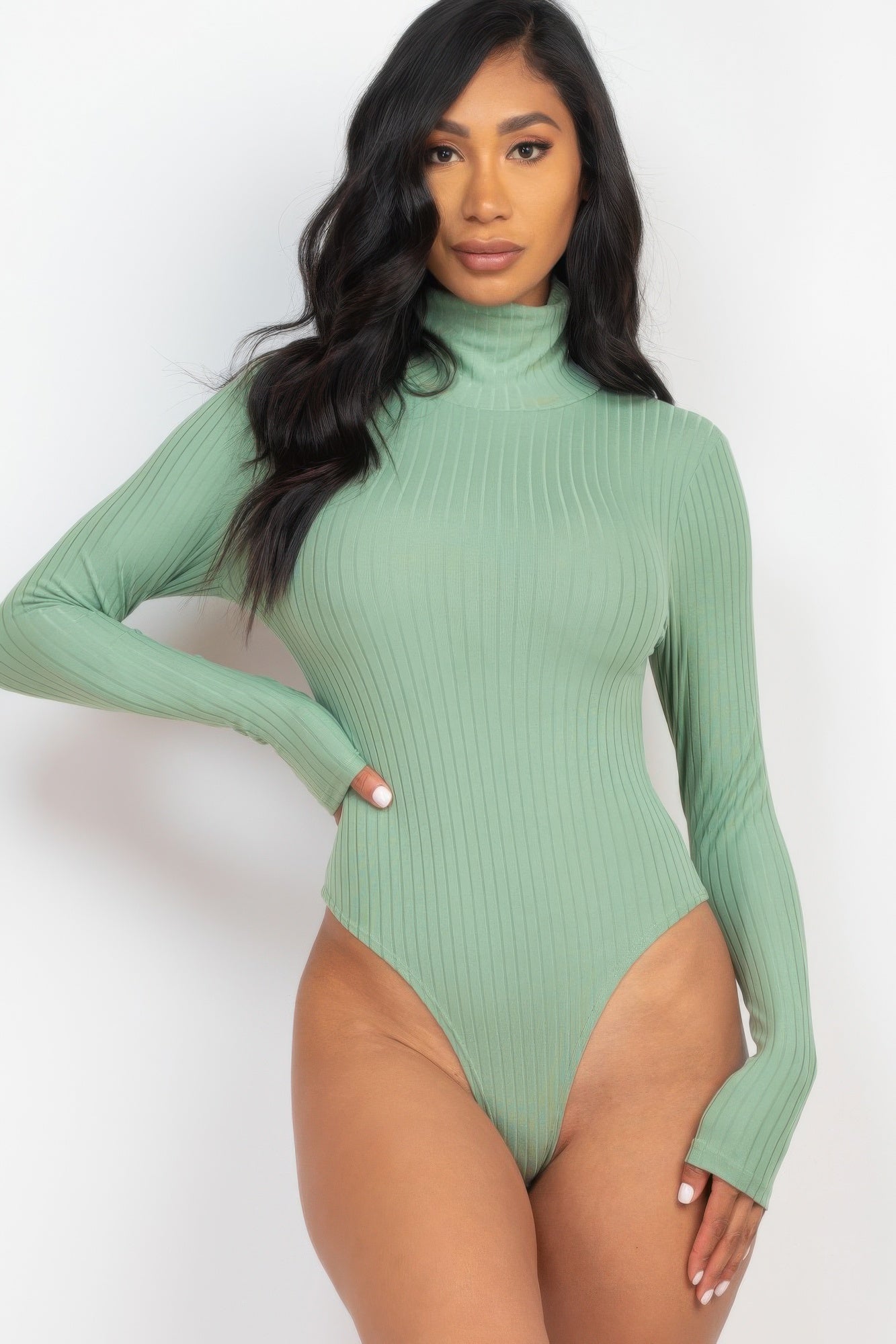 Ribbed Turtle Neck Long Sleeve Bodysuit product image