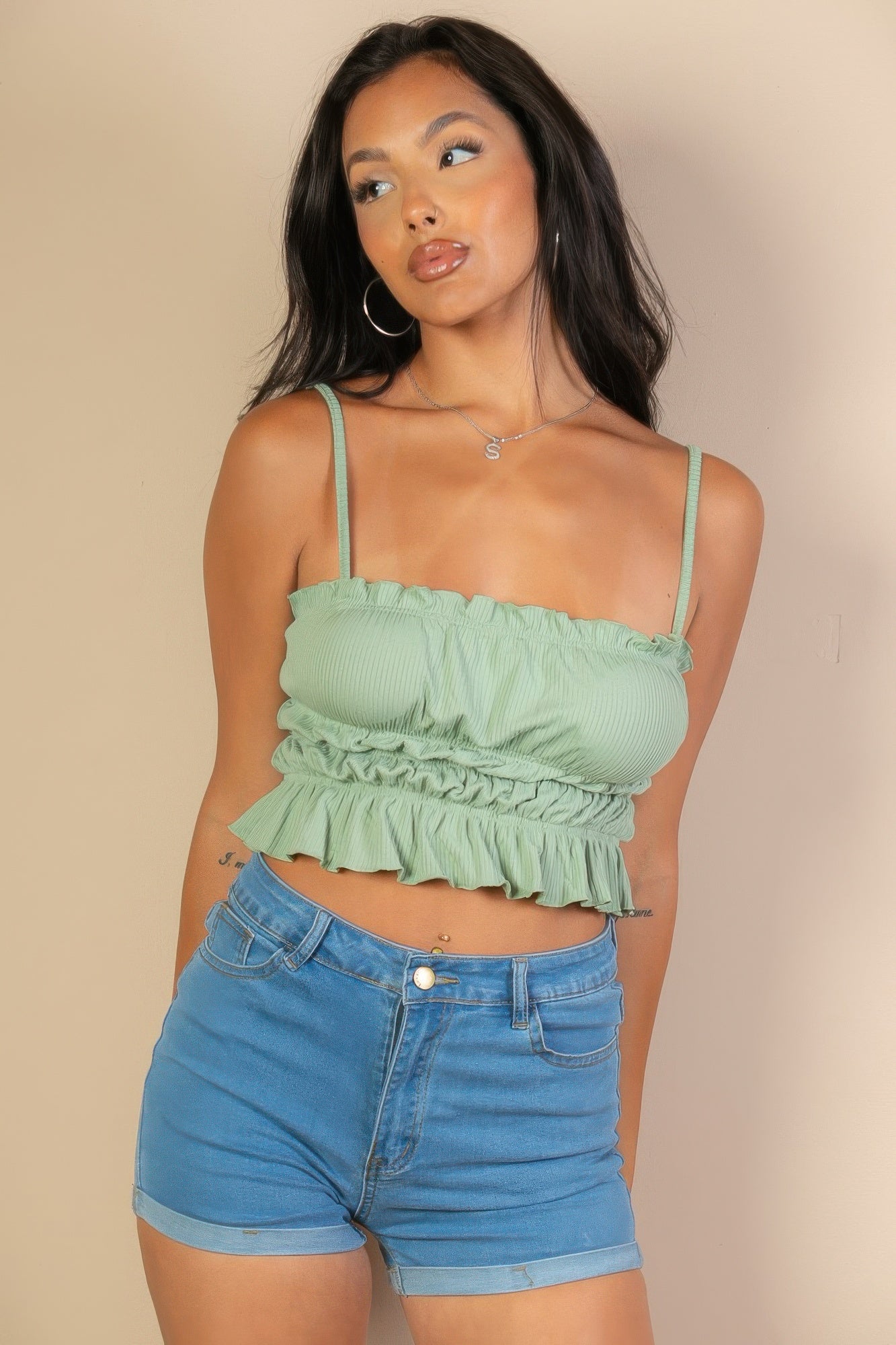 Tiered Shirred Body Crop Top product image
