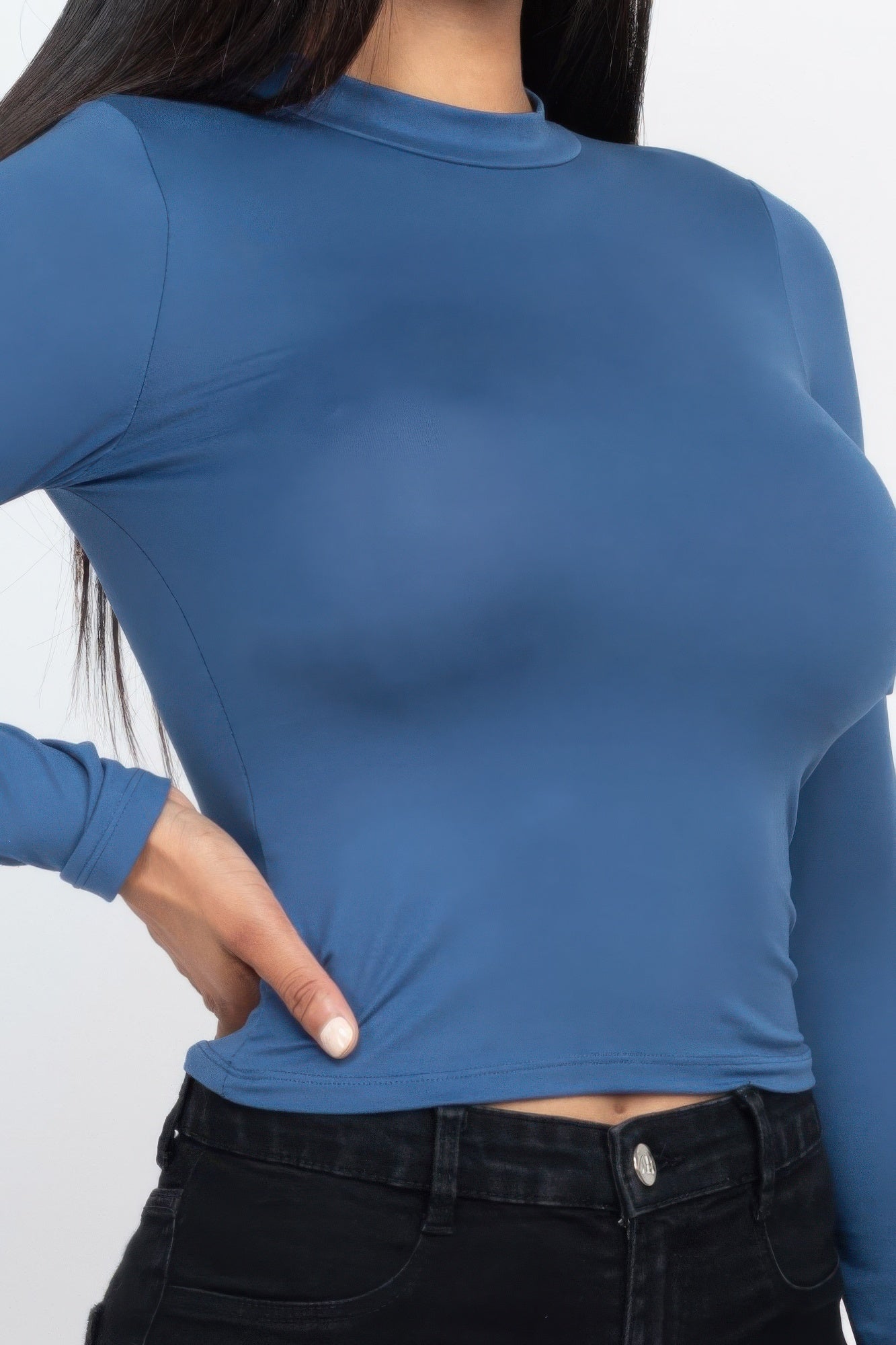 Mock Neck Solid Long Sleeve Top product image