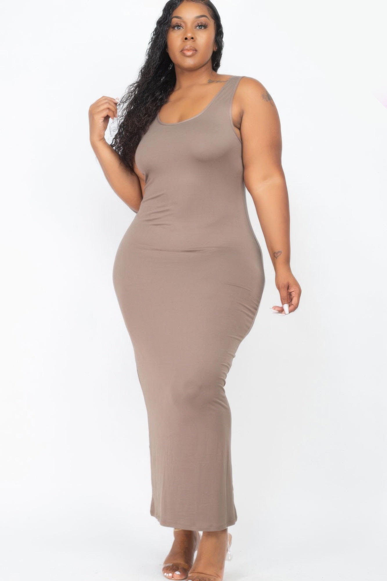 Plus Size Solid Basic Maxi Dress product image