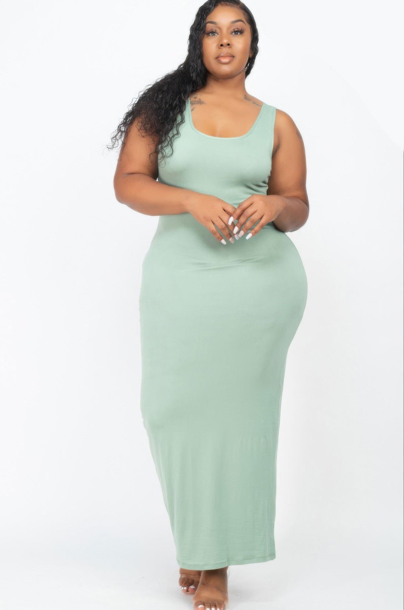 Plus Size Solid Basic Maxi Dress product image