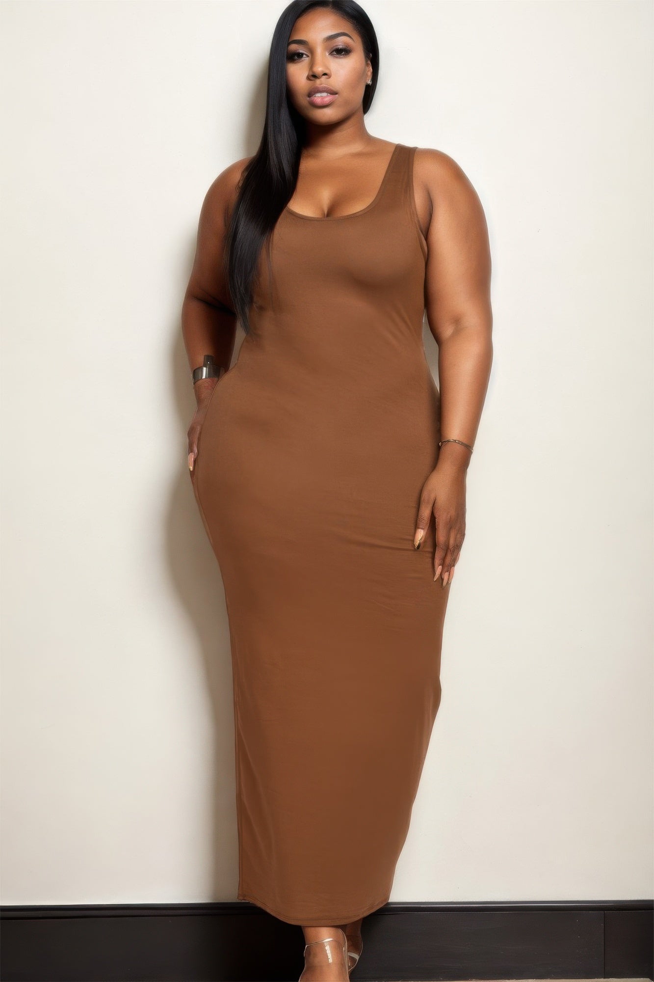 Plus Size Solid Basic Maxi Dress product image