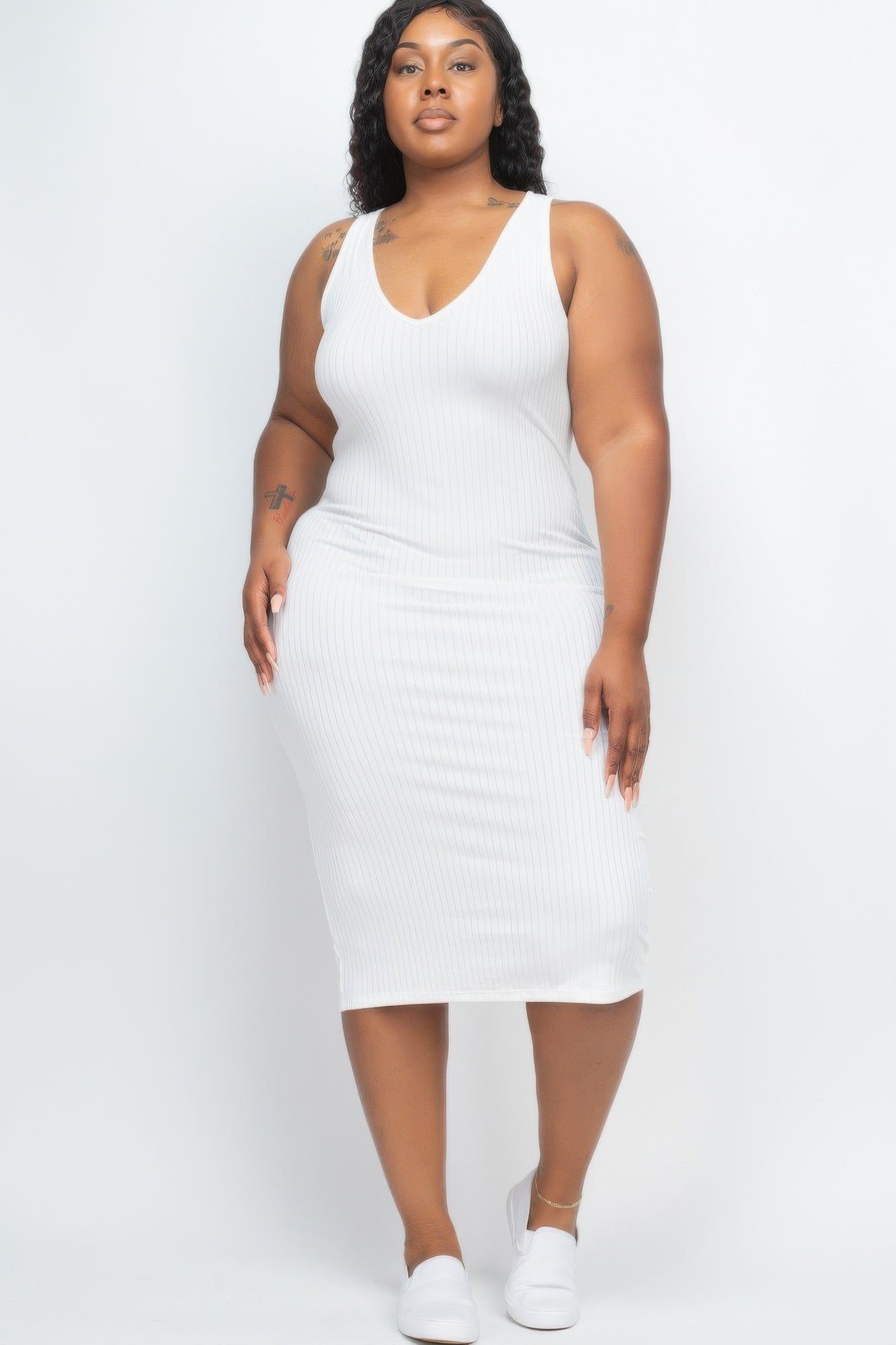 Plus Size Ribbed Sleeveless Bodycon Midi Dress product image