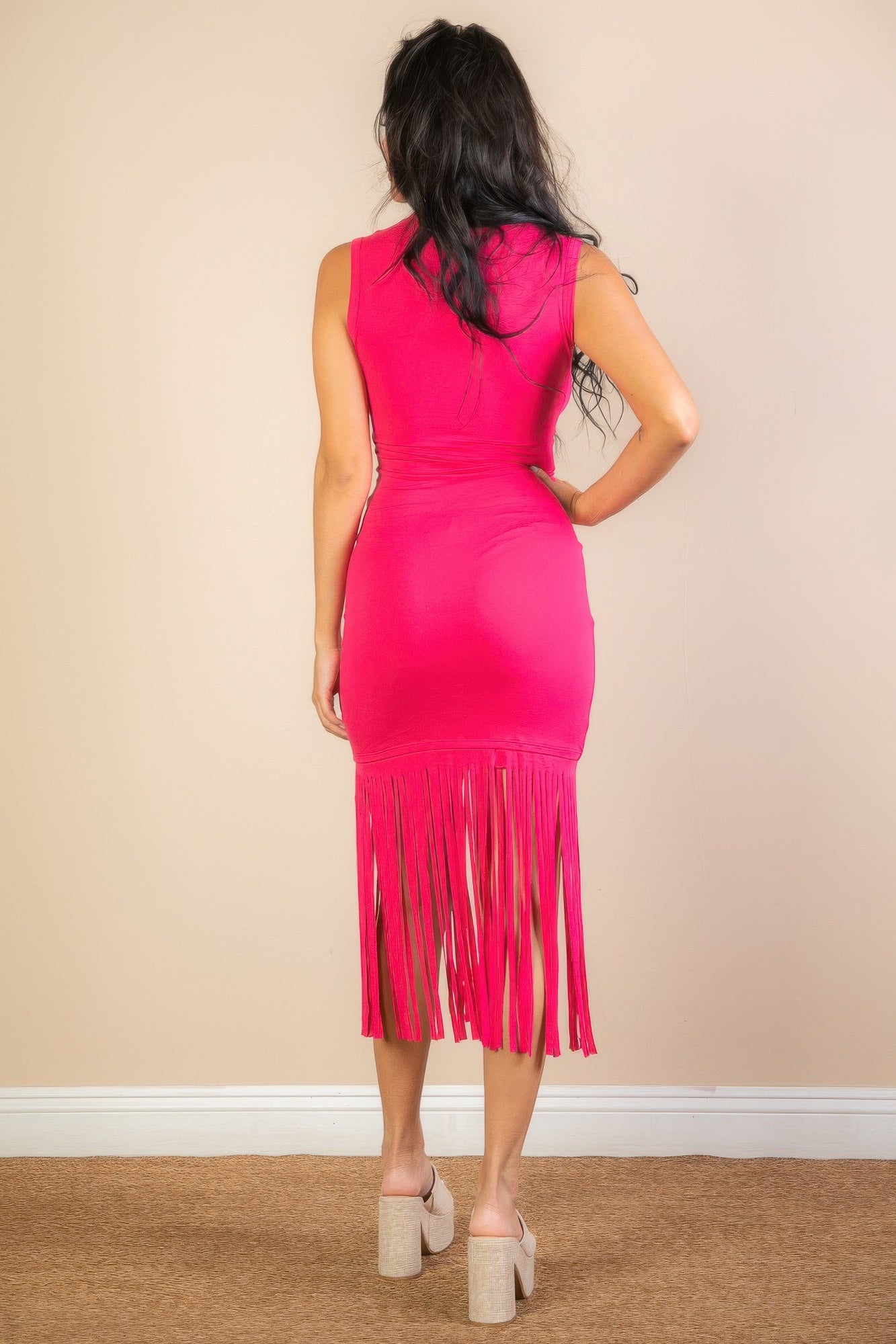 Sleeveless Fringe Midi Dress product image