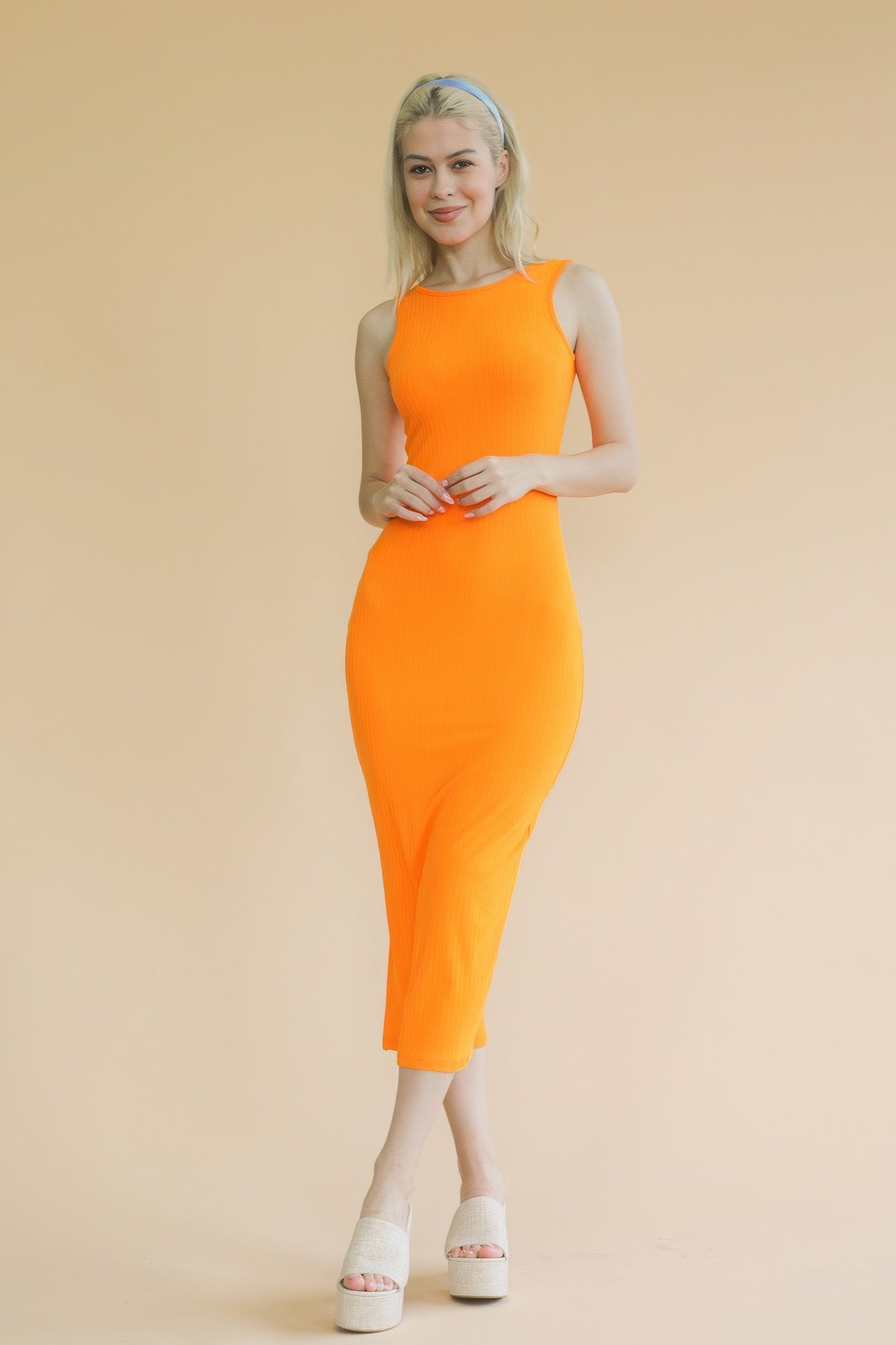 Ribbed Open Back Sleeveless Maxi Dress product image