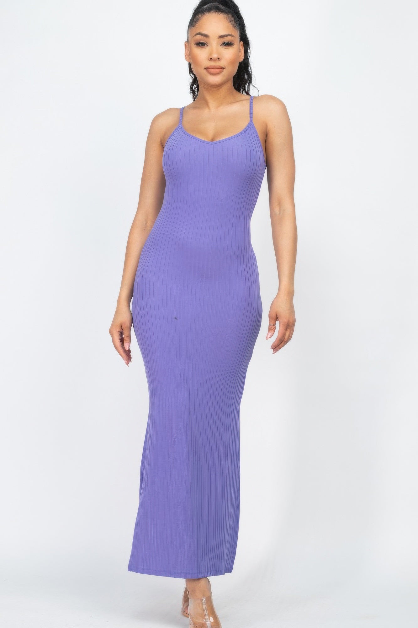 Ribbed Side Slit Long Cami Dress product image