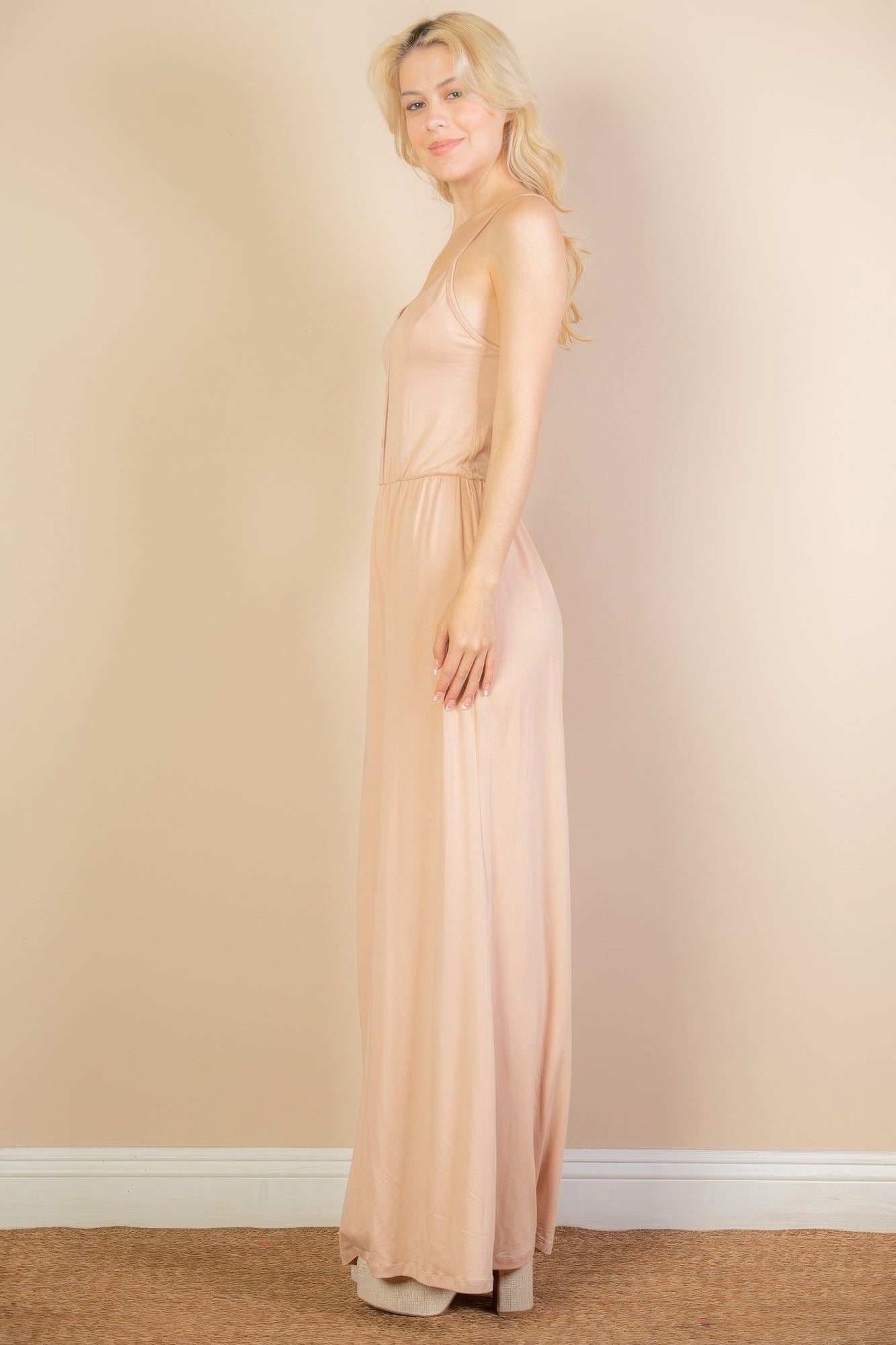 Button Front Wide Leg Jumpsuit product image