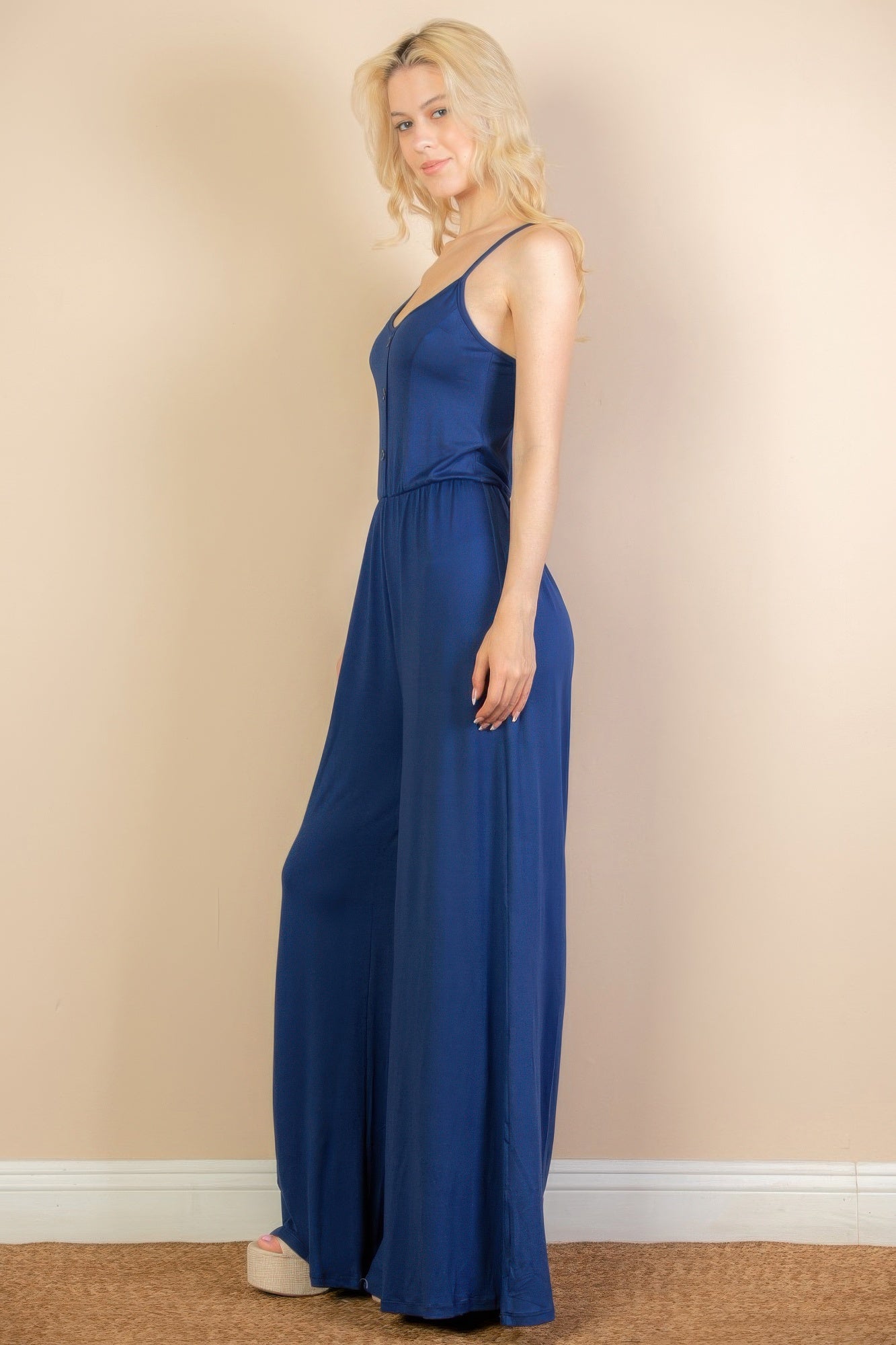 Button Front Wide Leg Jumpsuit product image
