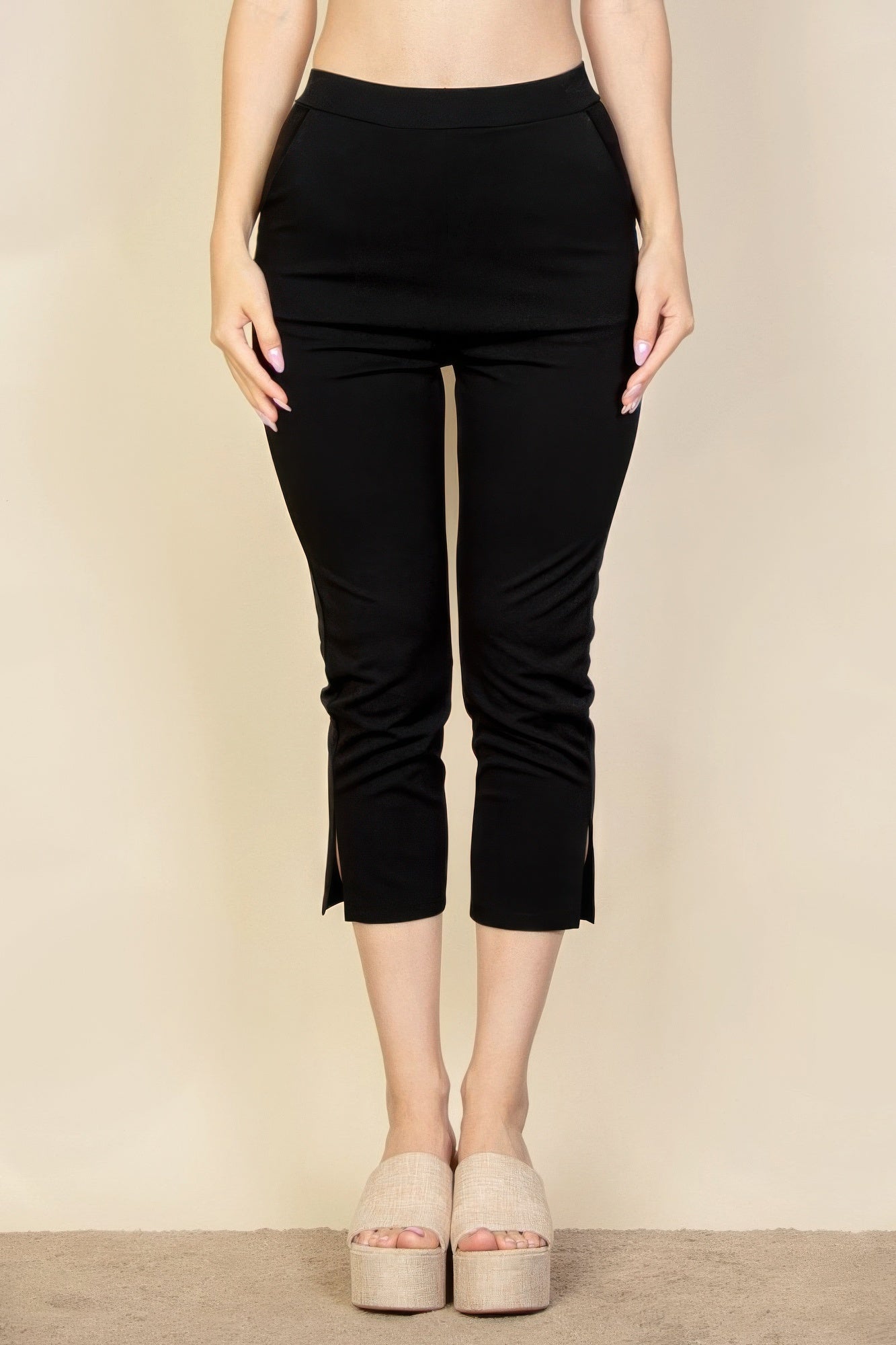 Slit Hem Cropped Pants product image