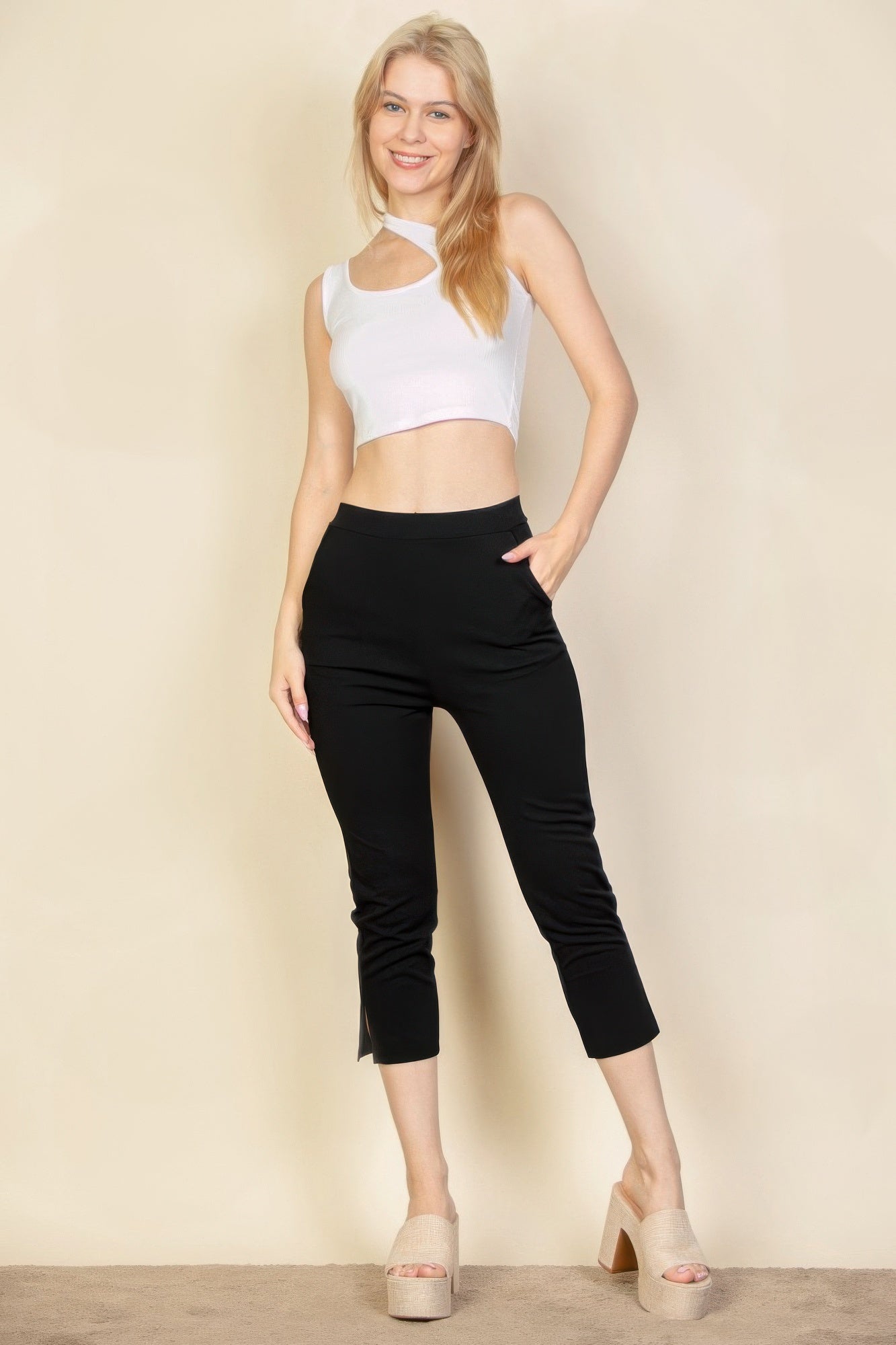 Slit Hem Cropped Pants product image