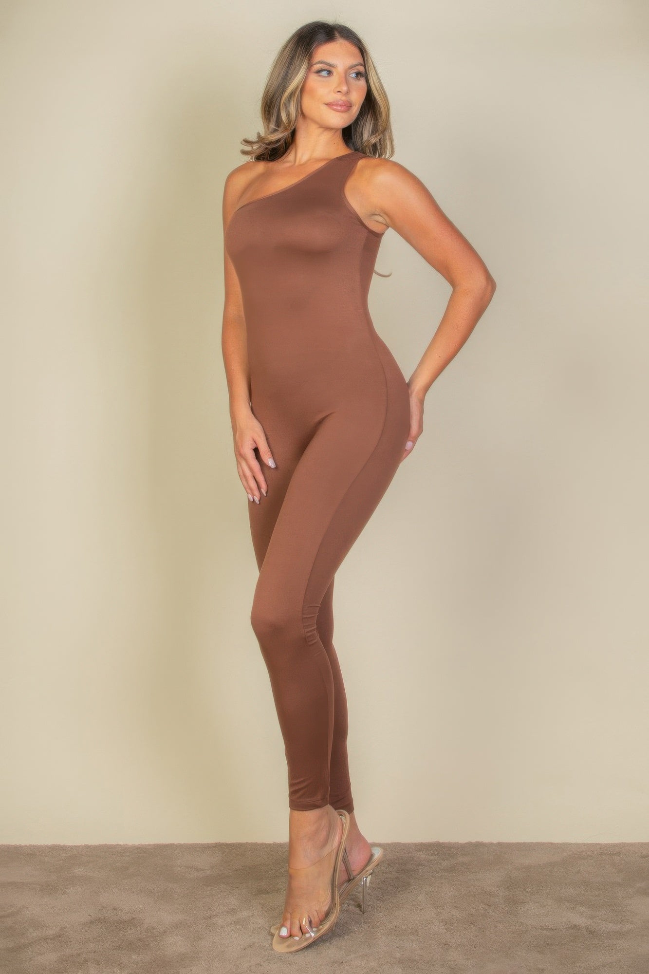 Solid Color One Shoulder Jumpsuit product image