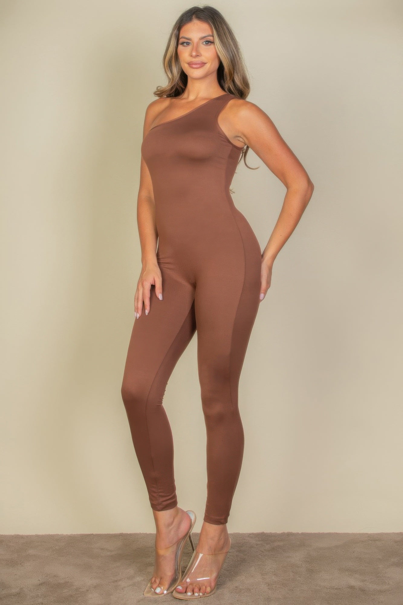 Solid Color One Shoulder Jumpsuit product image