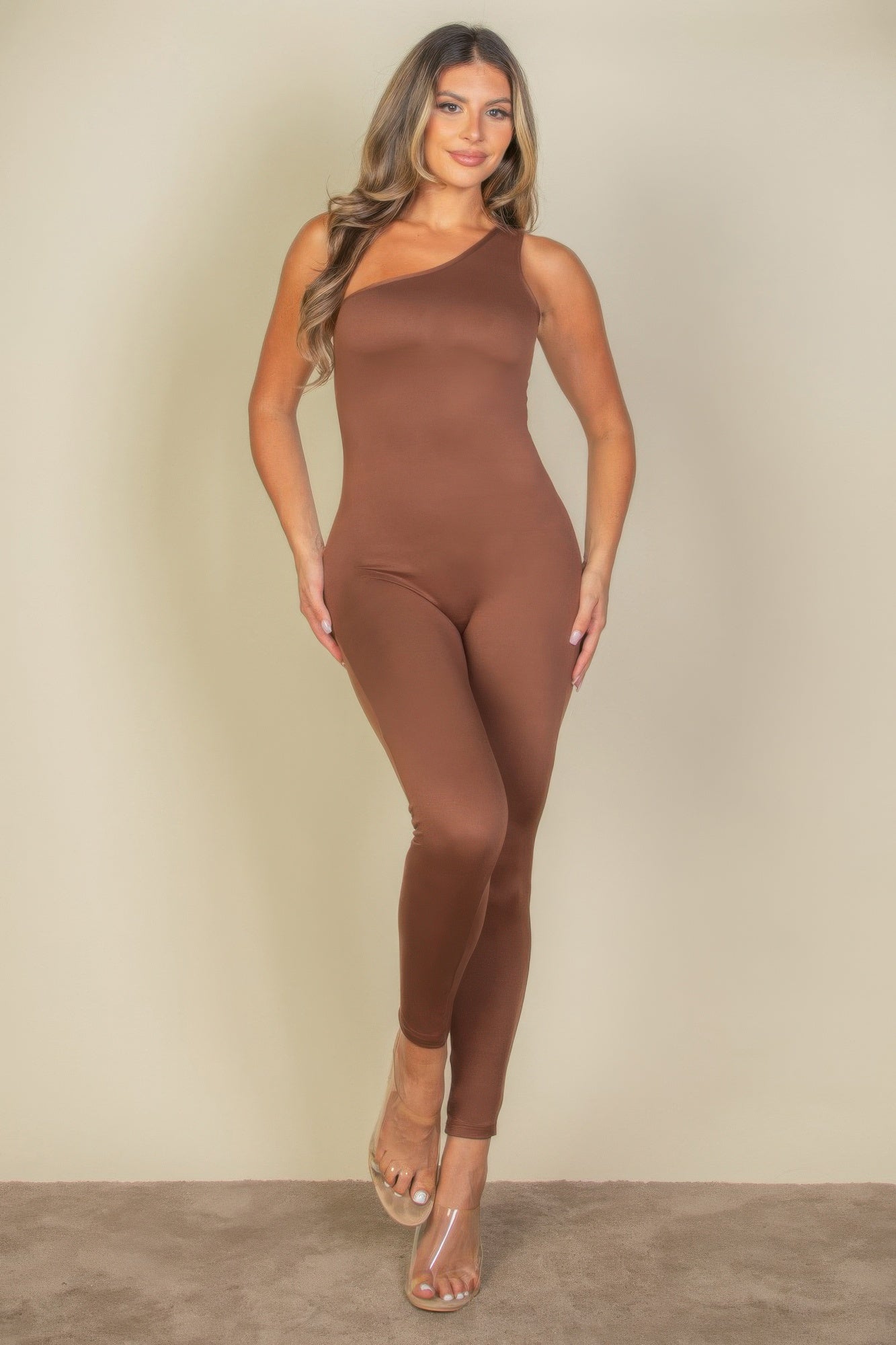Solid Color One Shoulder Jumpsuit product image