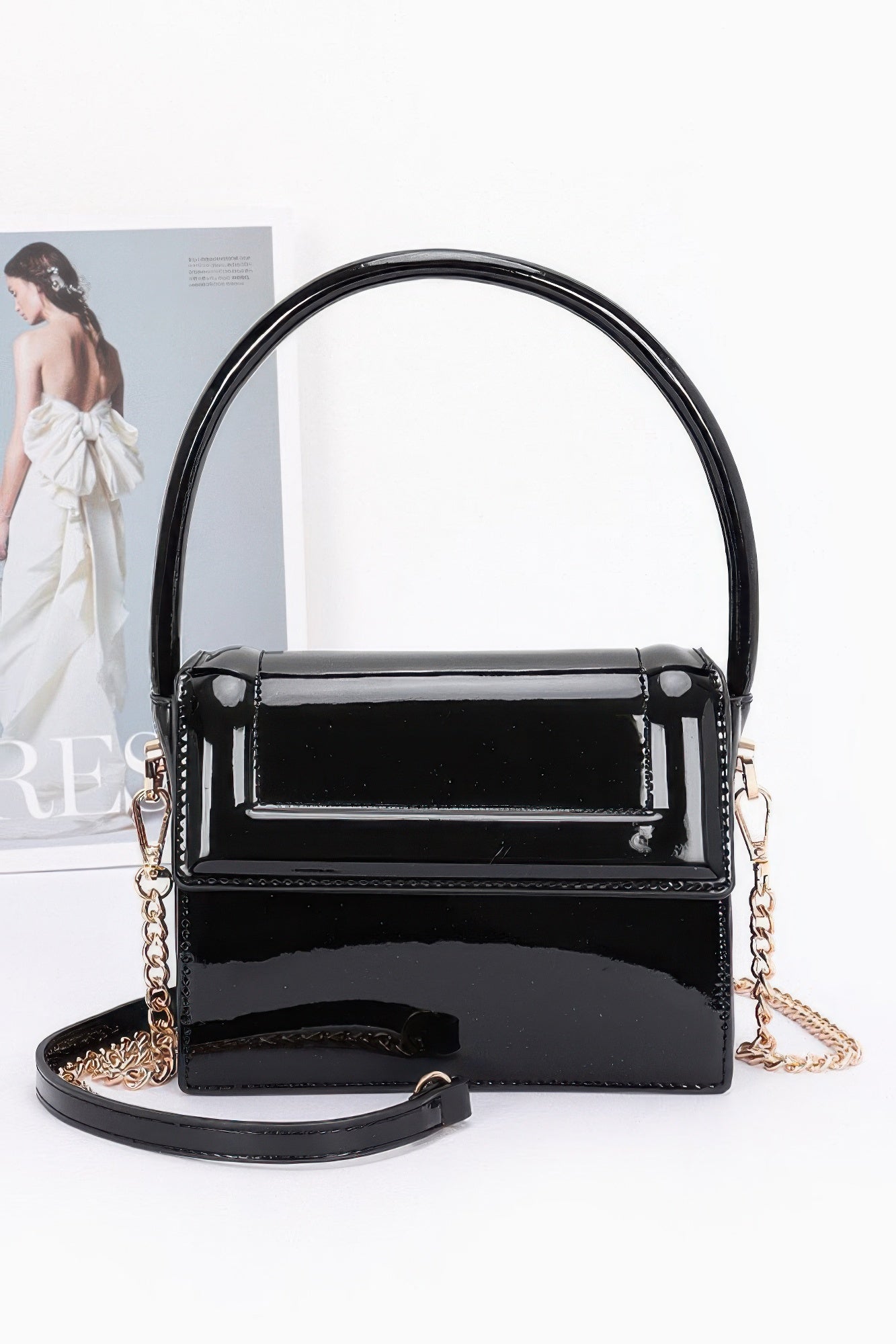 Enamel Top Handle Flap Bag product image