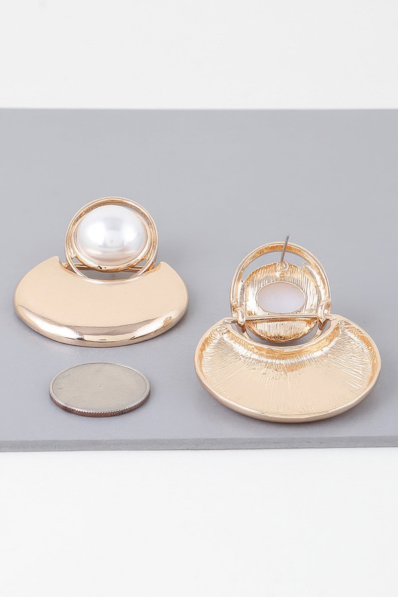 Modern Pearl Crescent Drop Earrings product image