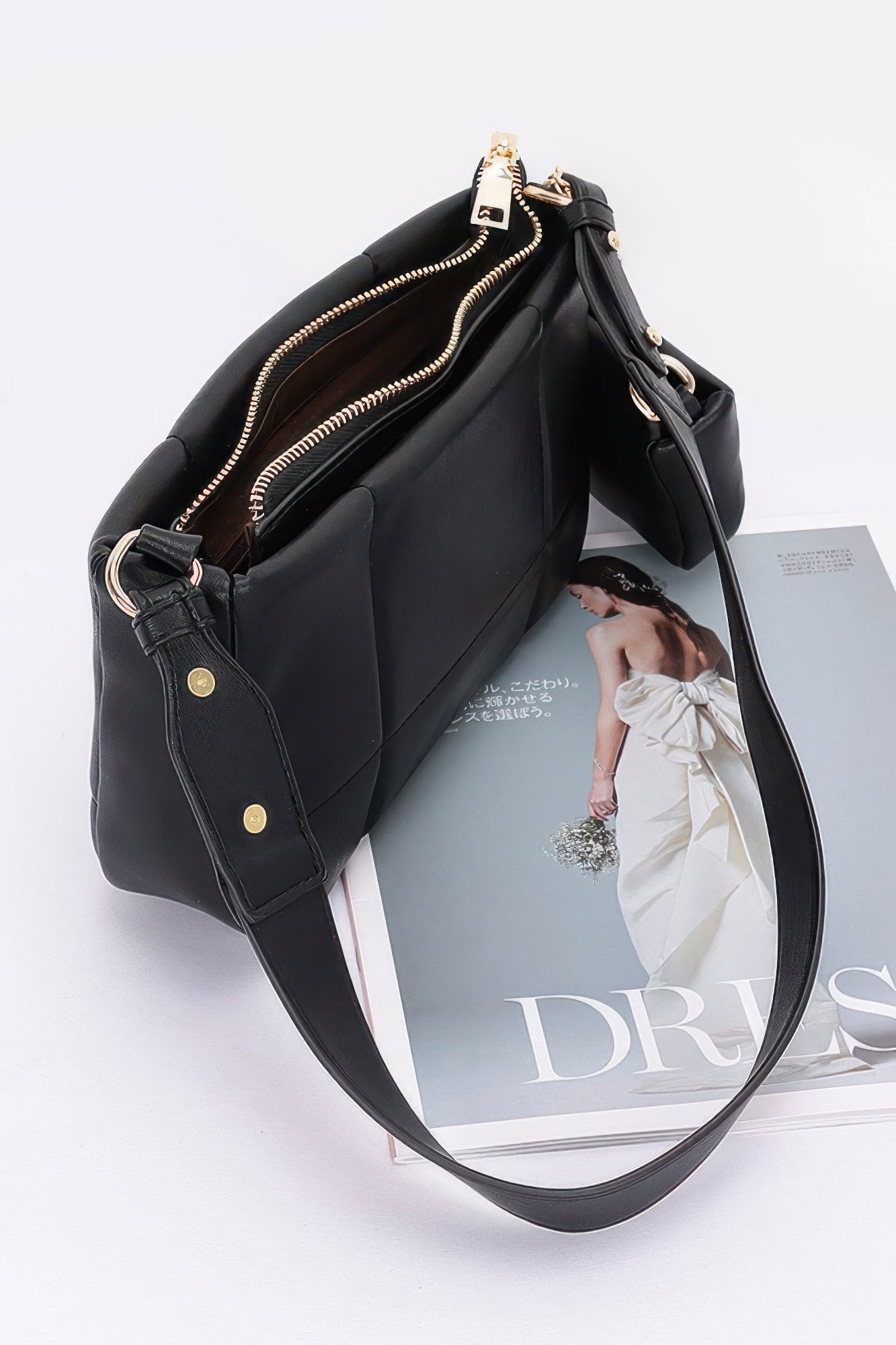 Quilted Faux Leather Shoulder Bag W/ Airpod Bag product image