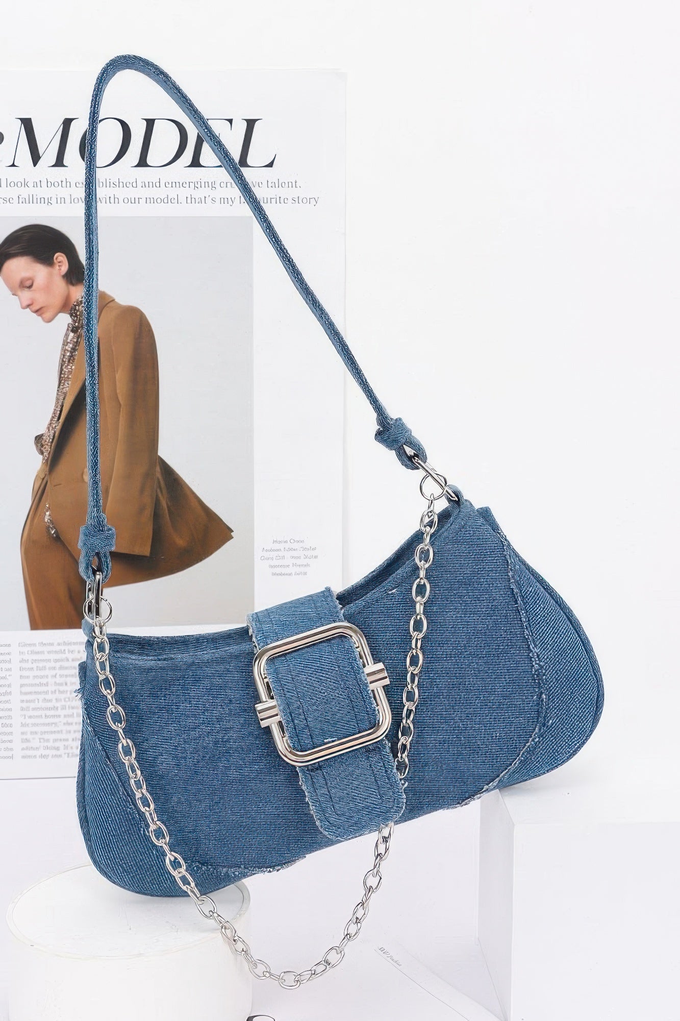 Faux Denim Handle Bag product image