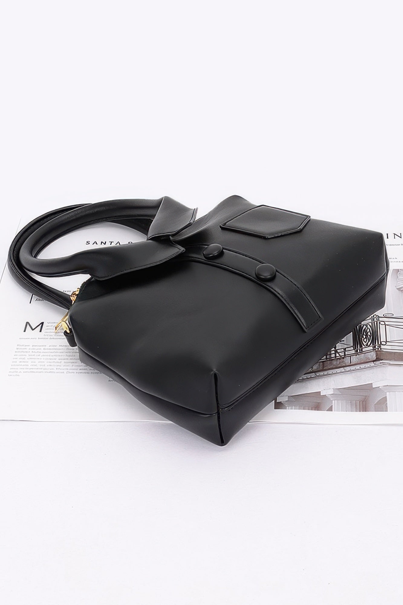 Faux Leather Shirt Style Top Handle Bag product image