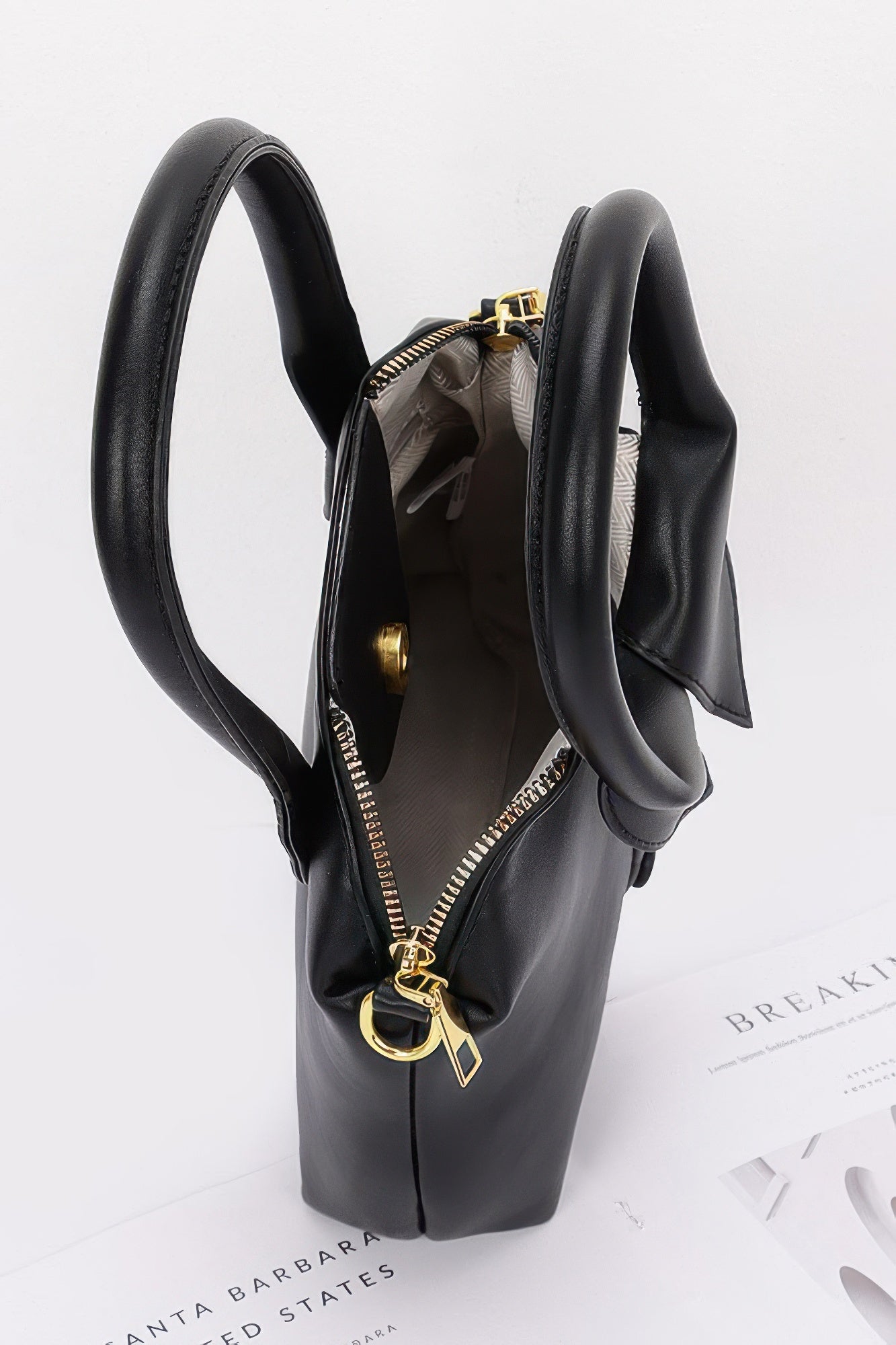 Faux Leather Shirt Style Top Handle Bag product image