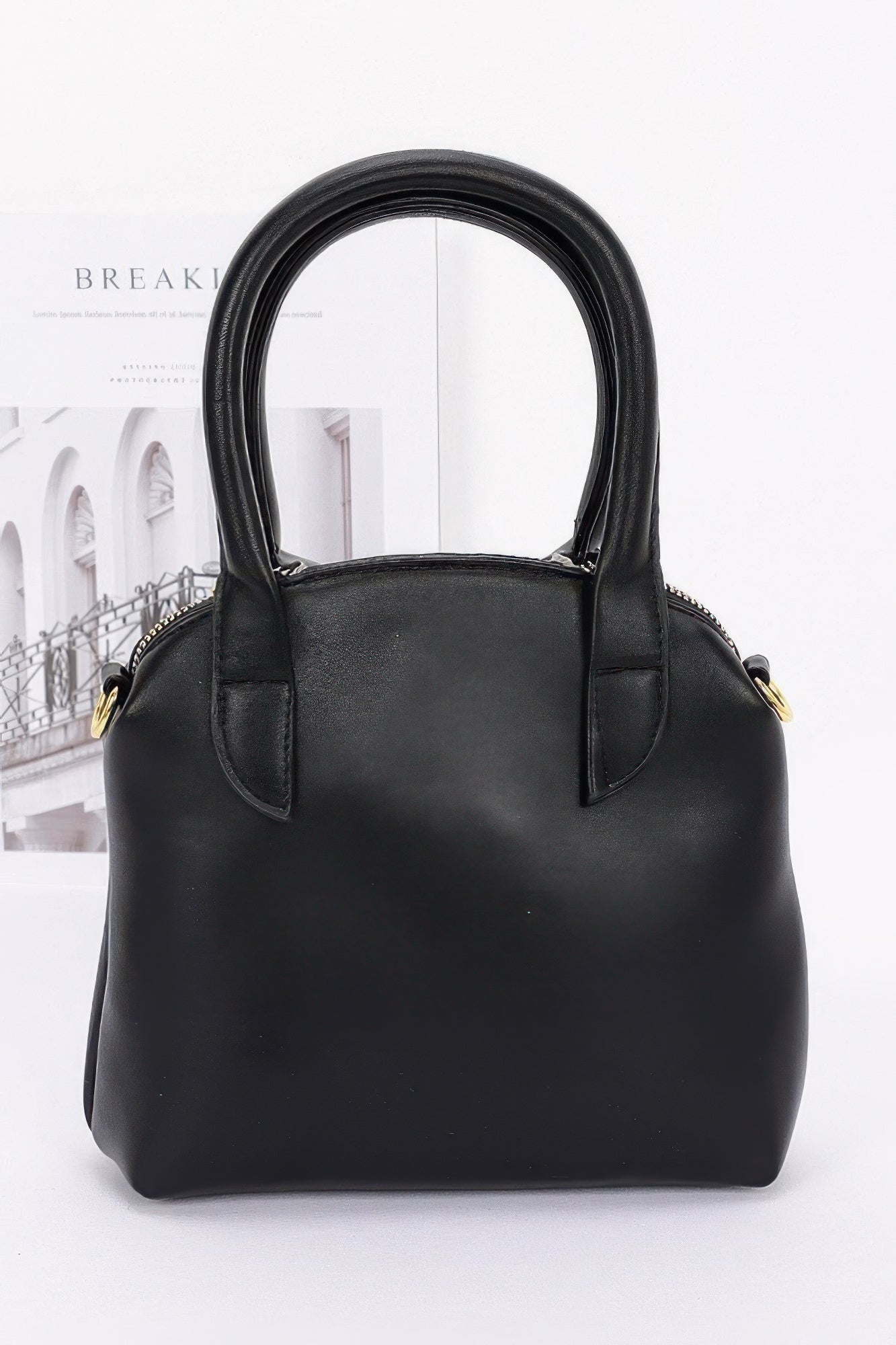 Faux Leather Shirt Style Top Handle Bag product image