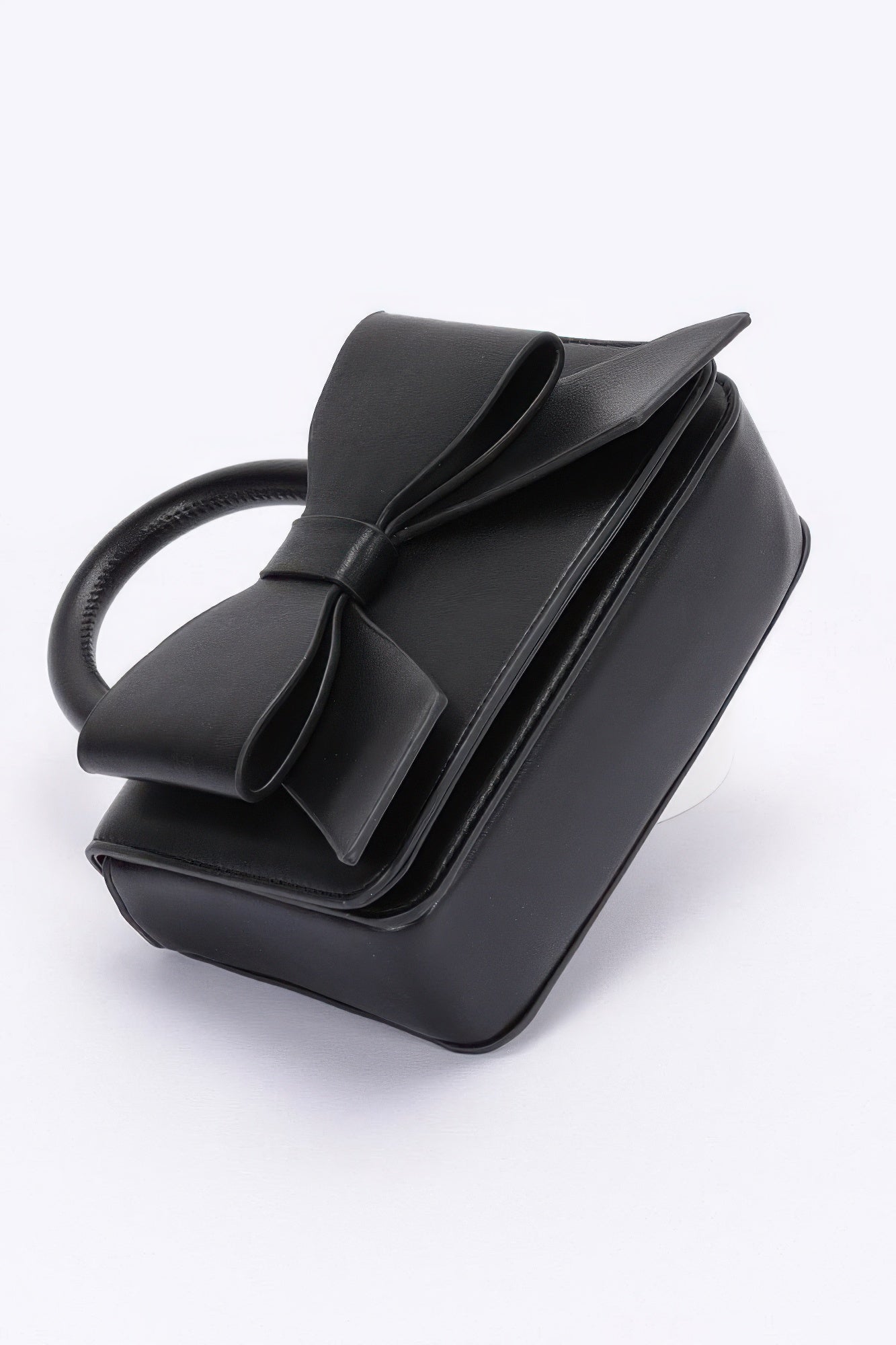 Faux Leather Ribbon Top Handle Bag product image