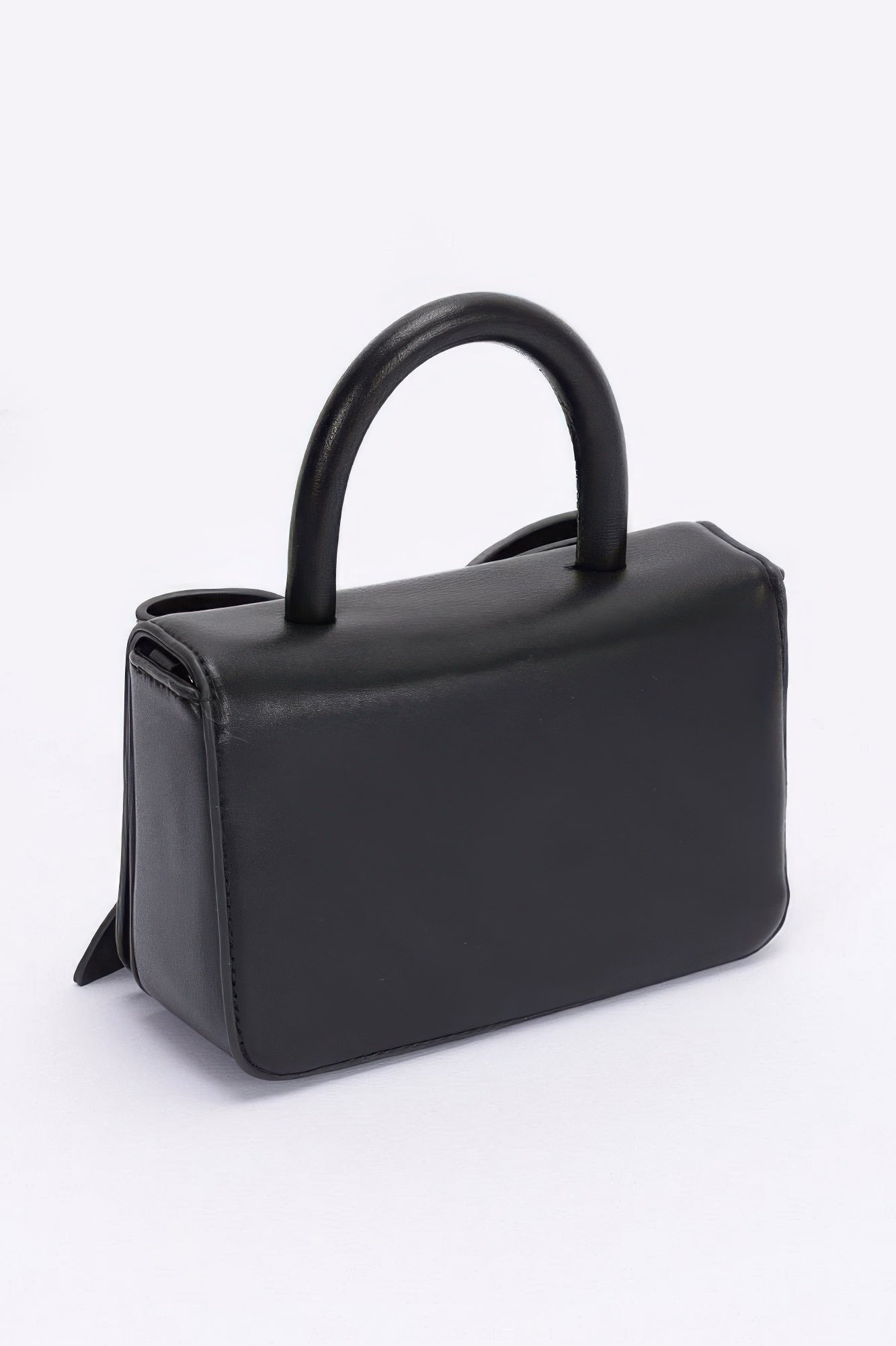 Faux Leather Ribbon Top Handle Bag product image