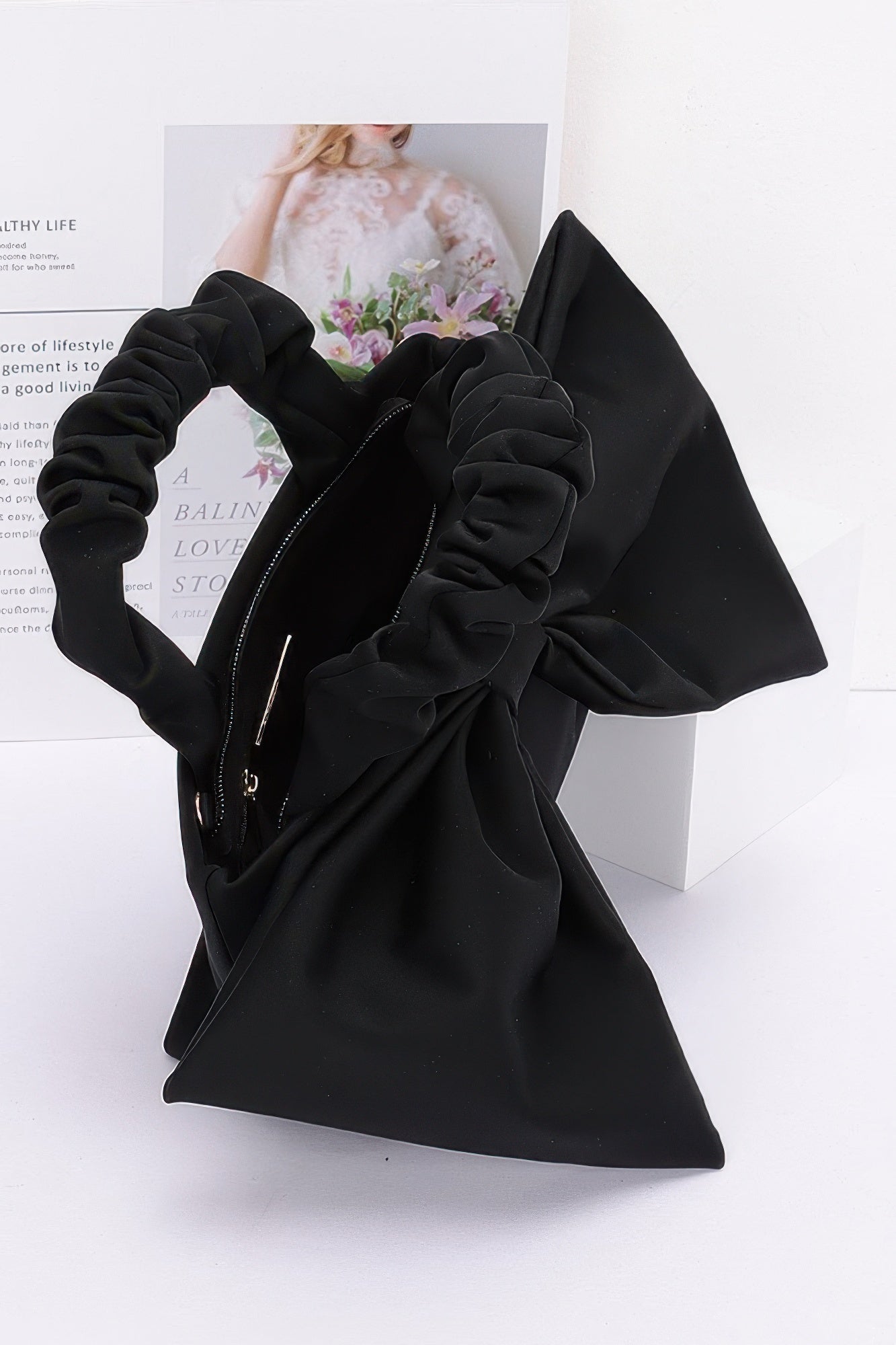 Nylon Top Handle Bag With Bow Front Clutch product image