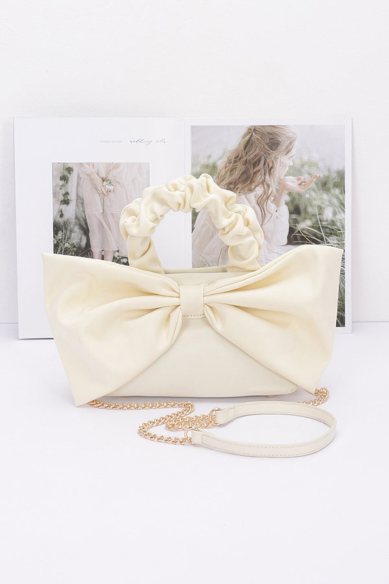 Nylon Top Handle Bag With Bow Front Clutch product image
