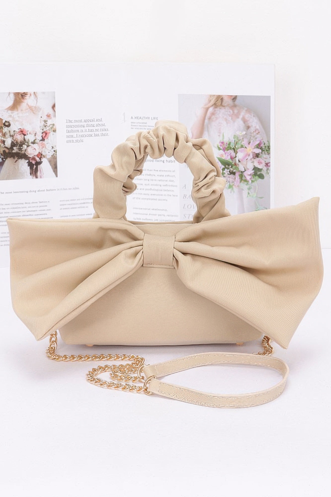 Nylon Top Handle Bag With Bow Front Clutch product image