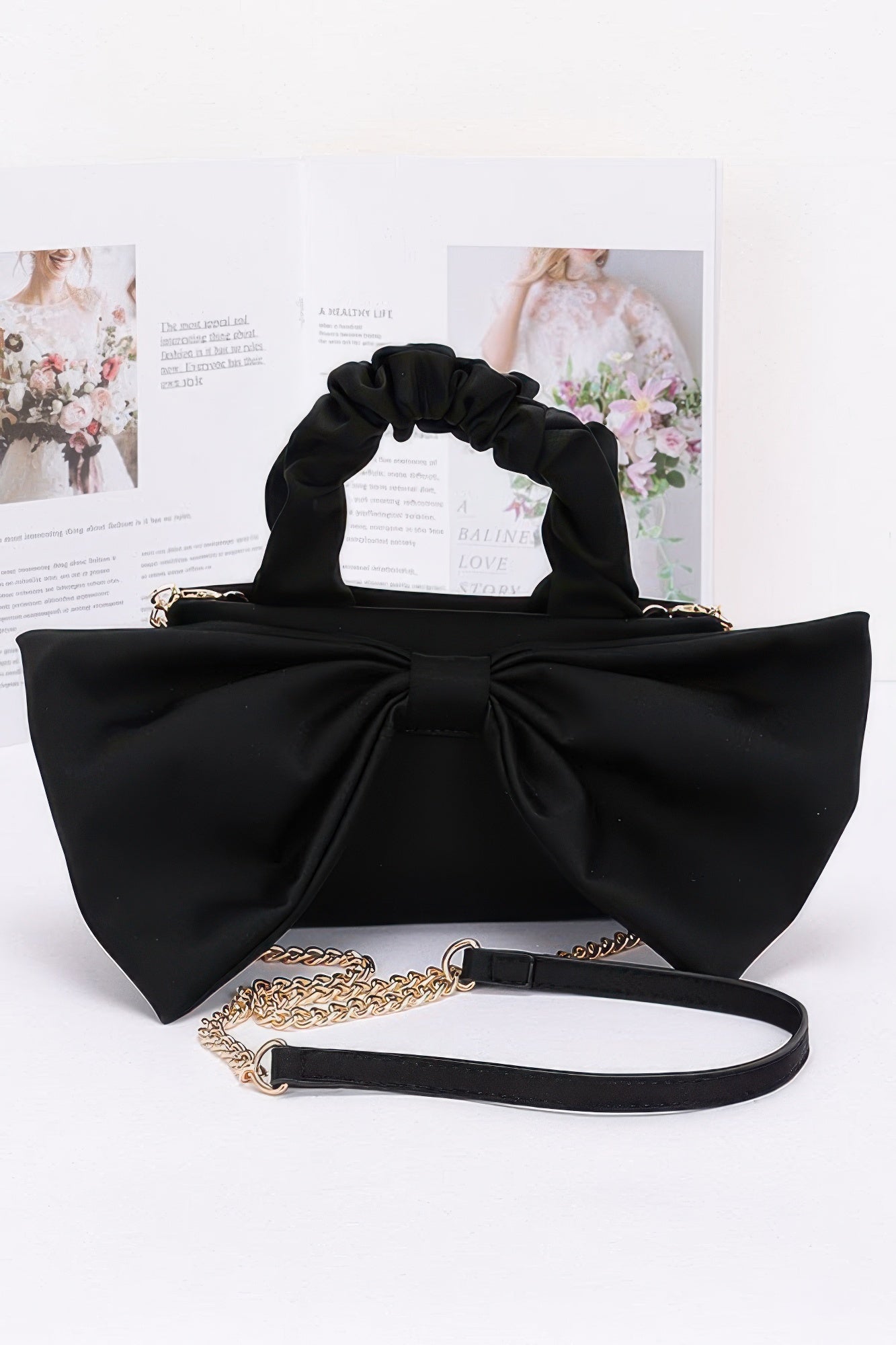Nylon Top Handle Bag With Bow Front Clutch product image