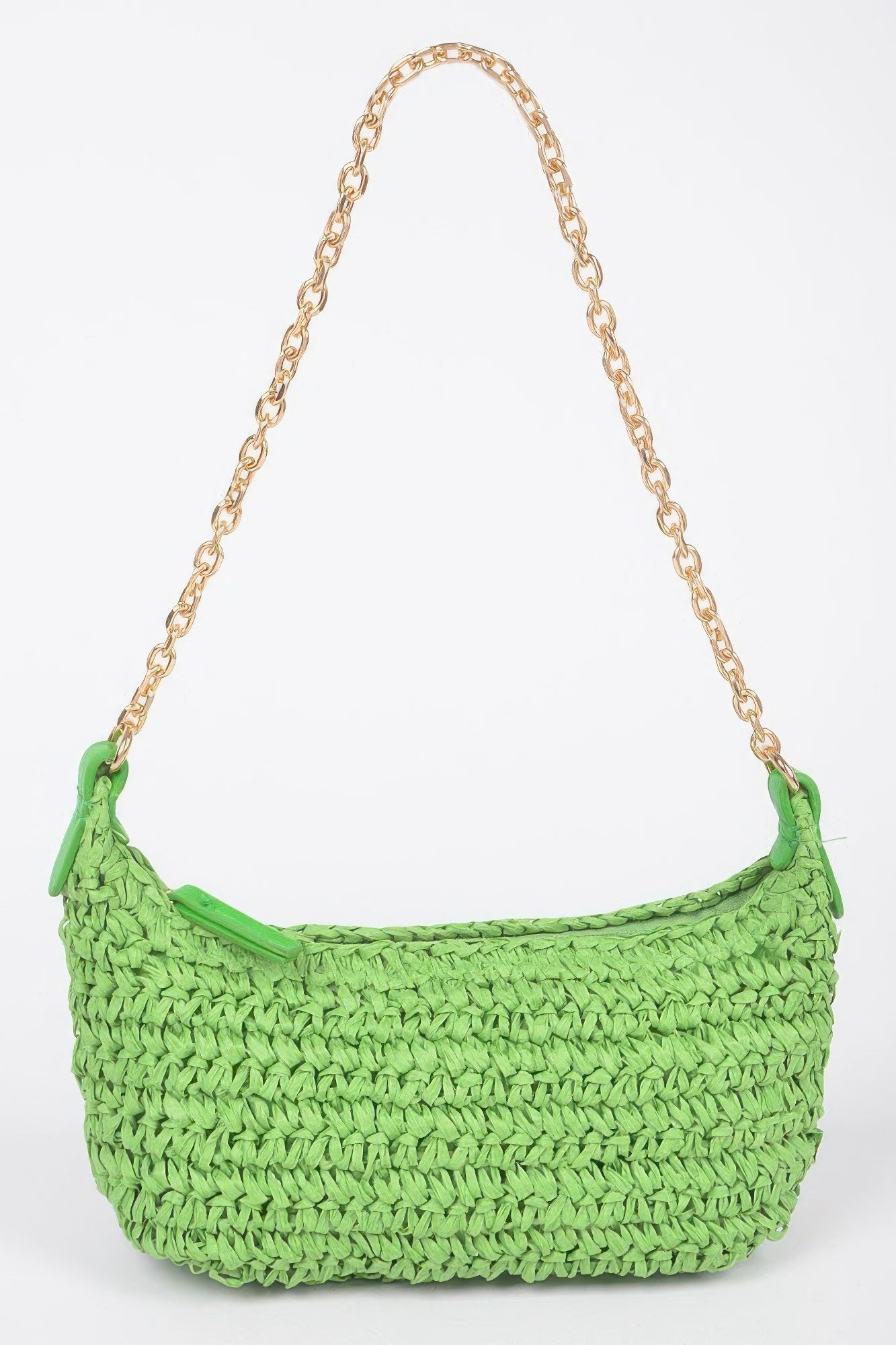 Faux Straw Zip Chain Shoulder Clutch product image
