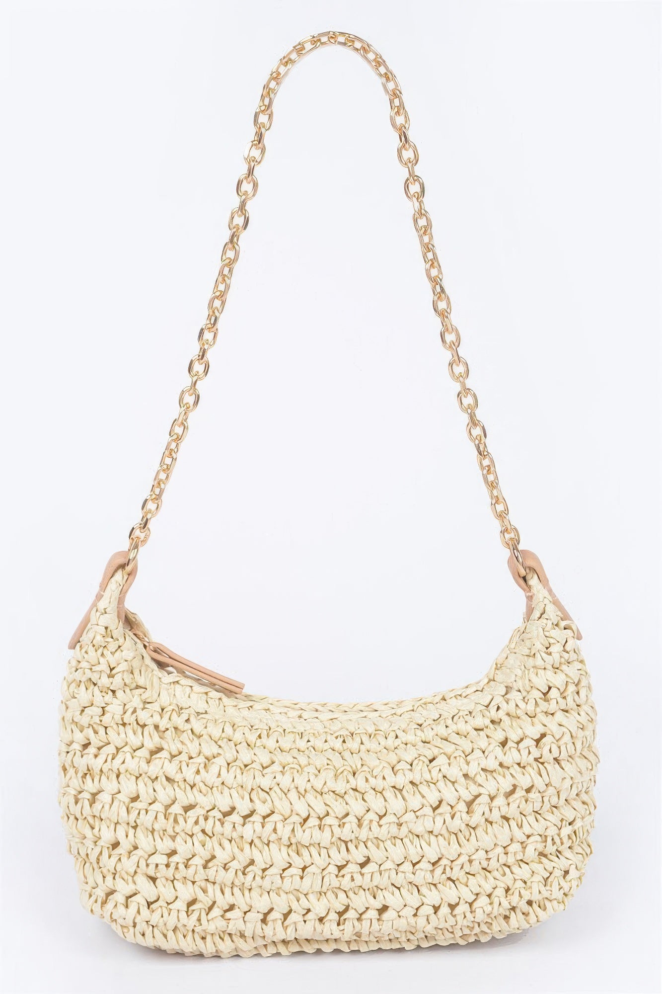 Faux Straw Zip Chain Shoulder Clutch product image