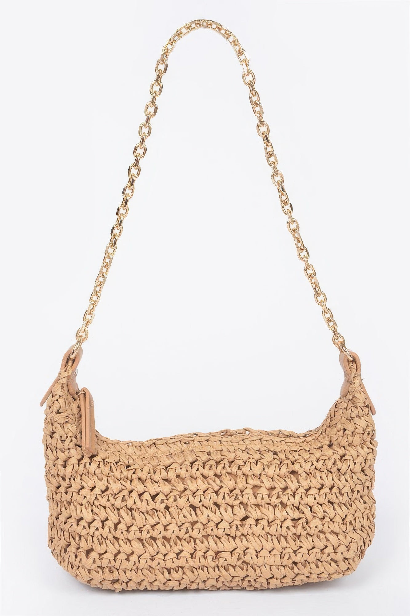 Faux Straw Zip Chain Shoulder Clutch product image