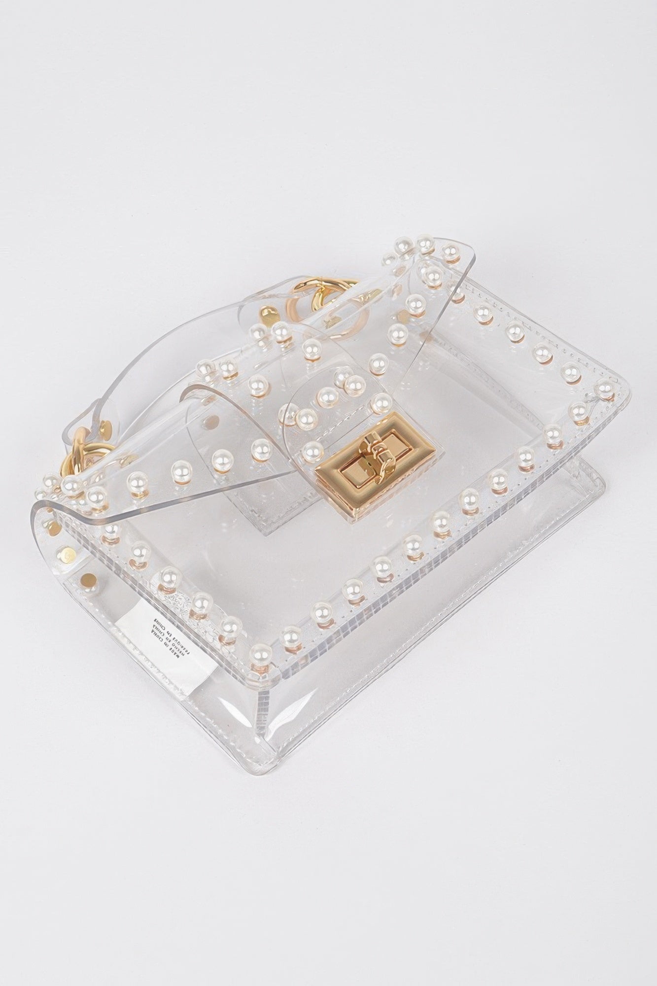 Transparent Single Handle Clutch W/faux Pearl product image